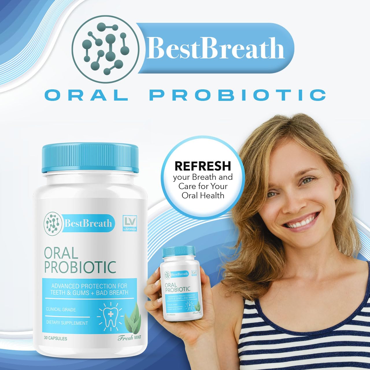 5 Pack - Best Breath - Best Breath Oral Probiotic, Best Breath Probiotic, Best Breath Pills, BestBreath, Best Breathe 150 Capsules For 5 Months, Best Breath Oral Probiotics For Mounth Bad Breath.