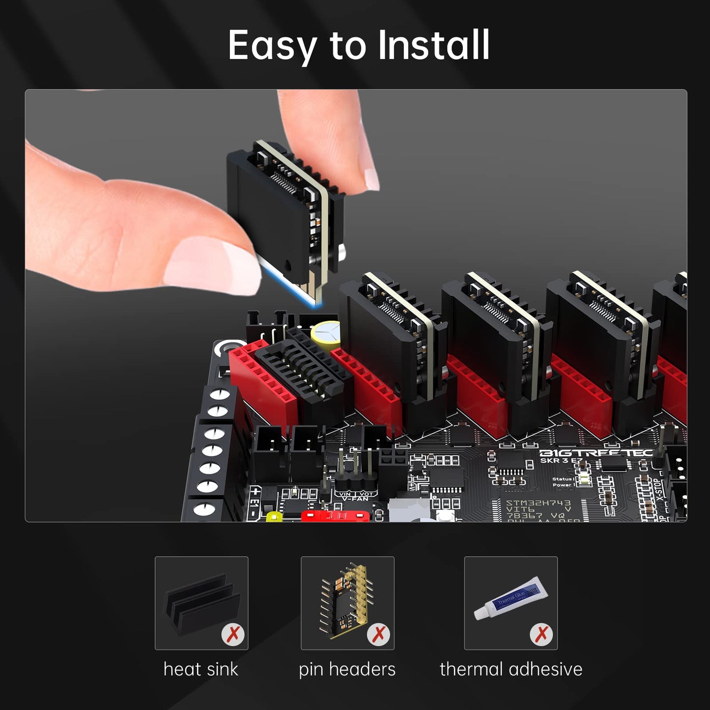 BIGTREETECH SKR 3 EZ Control Board 32bit New Upgrade Silent Board Support EZ2209/ EZ5160/ EZ2130 Stepper Driver Compatible TFT Series Touch Screen, DIY for Most FDM 3D Printer (with 5PCS EZ2209)