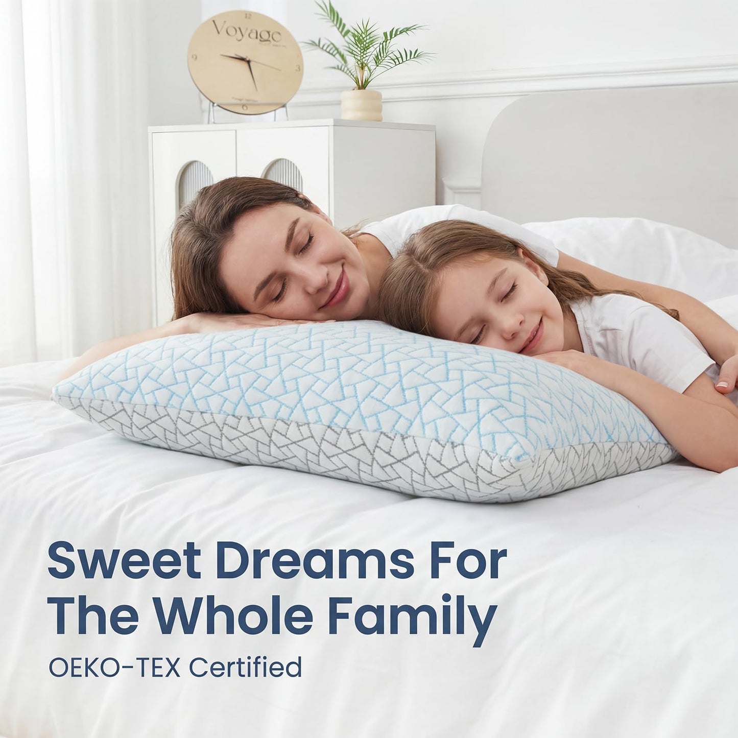 Alkyonos Cooling Pillow for Sleeping：Adjustable Shredded Memory Foam Bed Pillow,King Size Set of 2 with Ice Cover, Breathable & Supportive for Side, Back and Stomach Sleepers