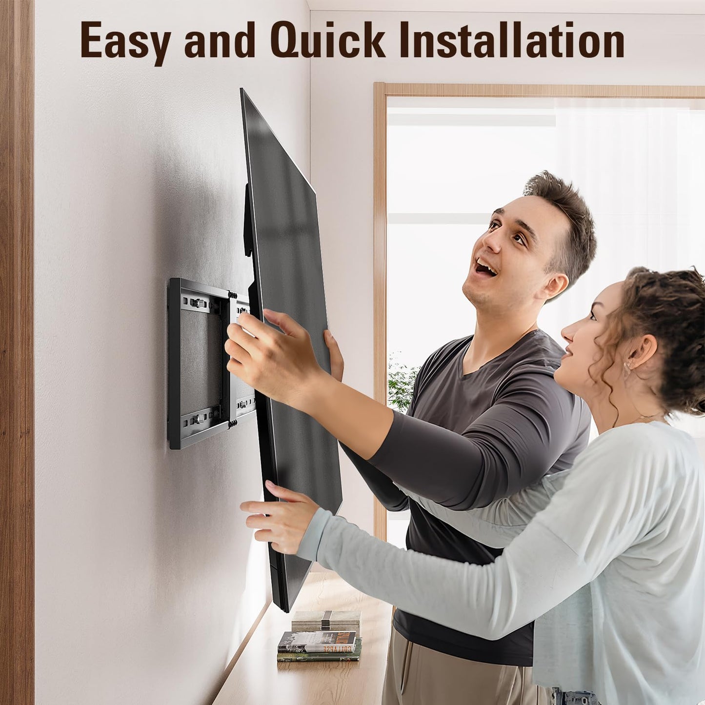 Mounting Dream Fixed TV Wall Mount, Low Profile Wall Mount TV Bracket for Most 42-90 Inch TVs, Flush TV Mount for Space Saving, Fits 16", 18‘', 24", 32" Studs, Max VESA 800x400mm and 132lbs MD2361-32
