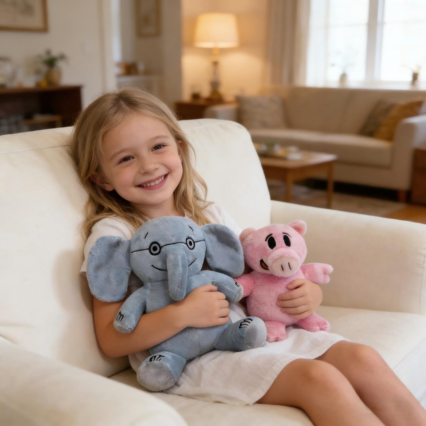 Malvjun Pair of Elephant & Piggie Soft Stuffed Animal Plush Toys, Elephant and Pig Plush Toy Set for Book Buddies Stuffed Animals, Ideal Gift for Birthday Christmas Valentine's Day Room Decoration