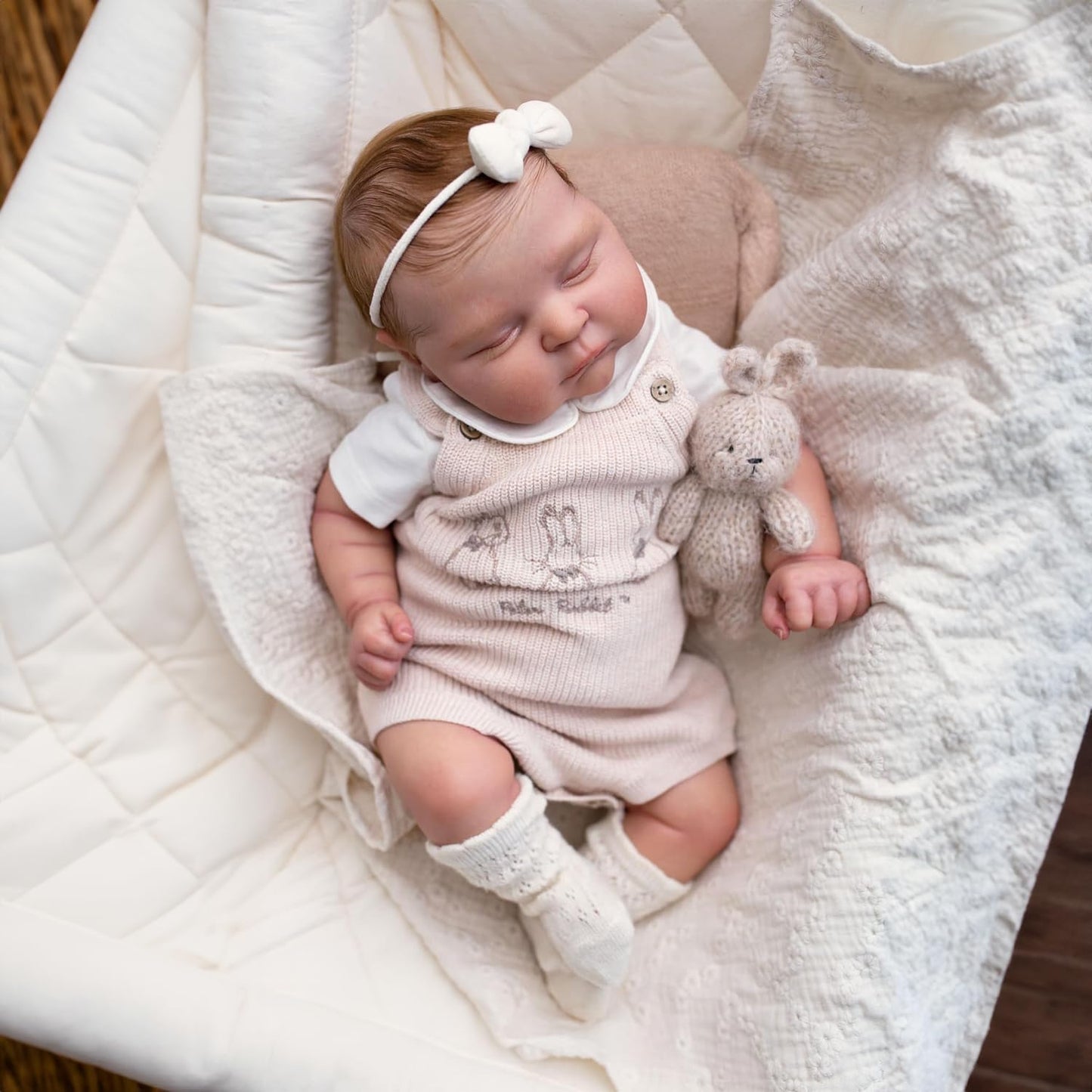 KSBD Sleeping Reborn Baby Dolls, 22 Inch Lifelike Newborn Baby Doll with Weighted Cloth Body, Real Vinyl Reborn Doll Girl Peaches with Realistic Veins, Advanced Doll Gift Set for Kids Age 3+