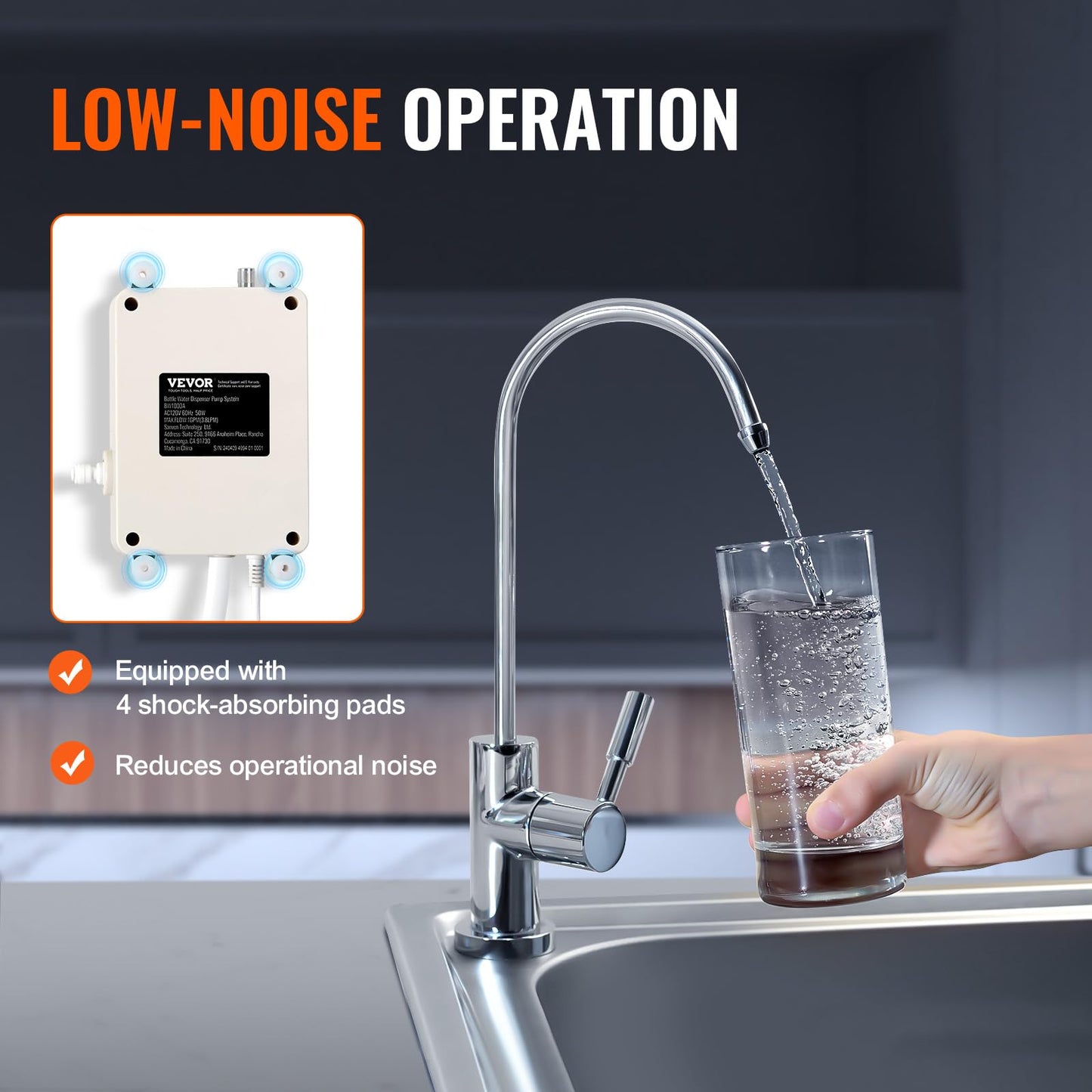 VEVOR Bottled Water Dispenser Pump System, 5 Gallon Dispensing System, Automatic Electric Water Dispenser, Single Inlet Water Jug Pump, Compatible Use with Coffee/Tea Machine, Refrigerator, Ice Maker
