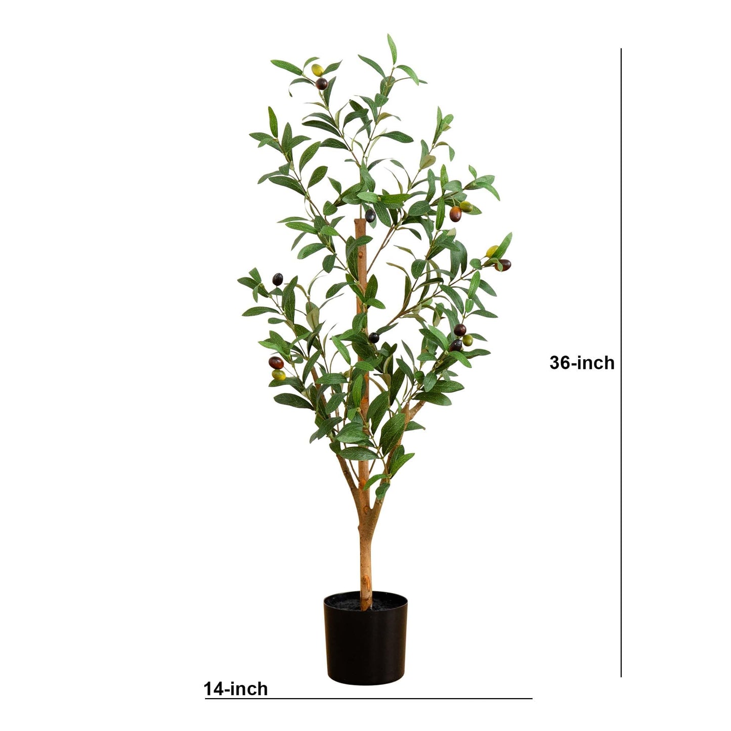 Nearly Natural Olive Tree - 3FT Tall Silk Faux Olive Tree for Home and Office Decor, Realistic Branches and Lifelike Fruits, Natural Wood Trunk, Potted