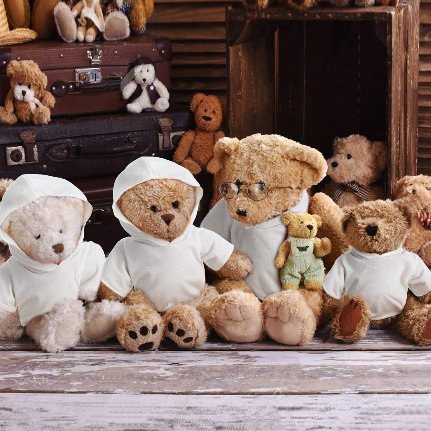 Litherr S 12 PCS Teddy Bear Clothes Shirt Stuffed Animal T-Shirt Doll Tshirts Classic Plush Bear Shirts Build A Bear Hoodie Fit 14-18 Inches Stuffed Bear Dolls (White)