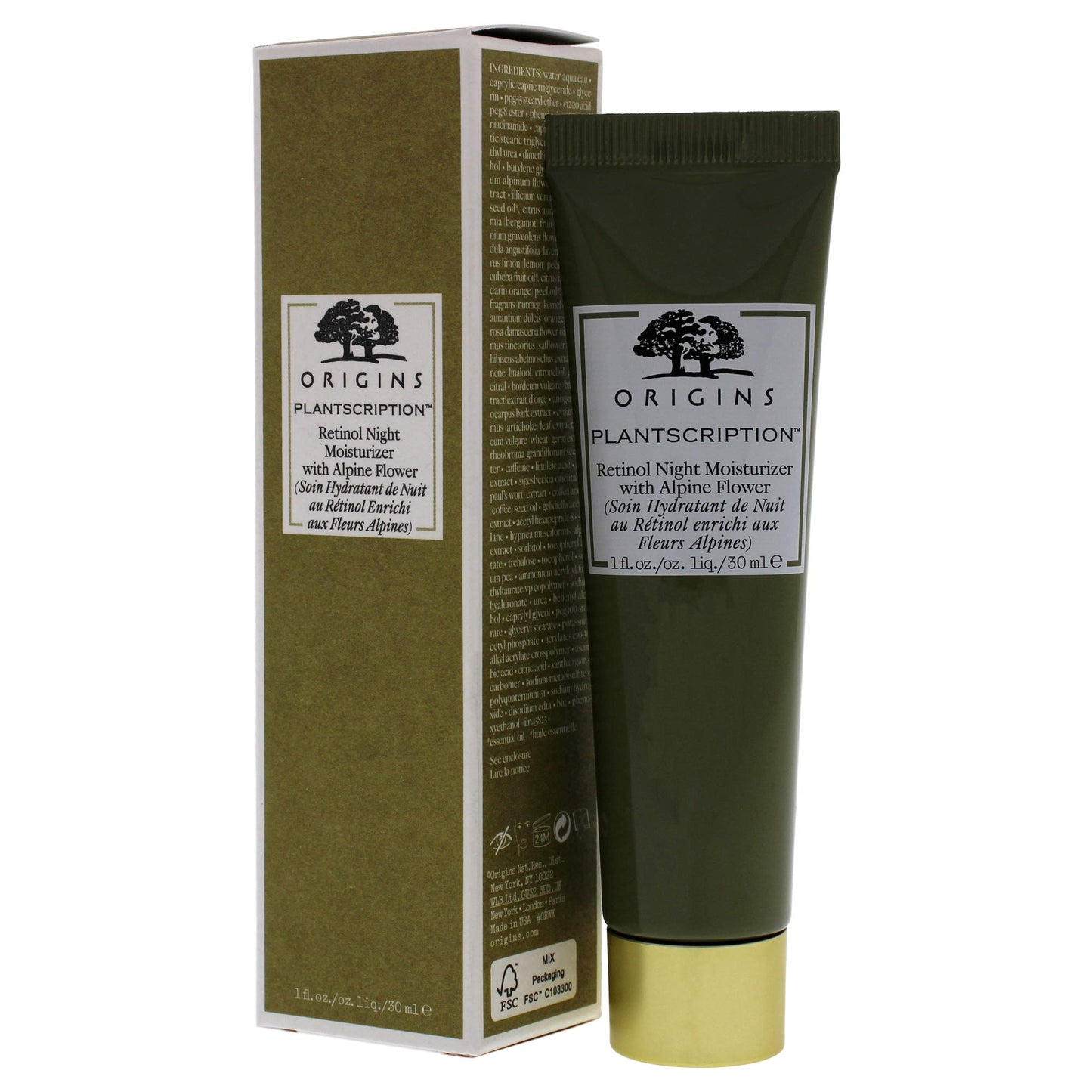 Origins Plantscription Retinol Night Moisturizer | Visibly Diminishes Lines, Pores & Uneven Skin Tone | With Peptide & Retinol, 1 Fl Oz