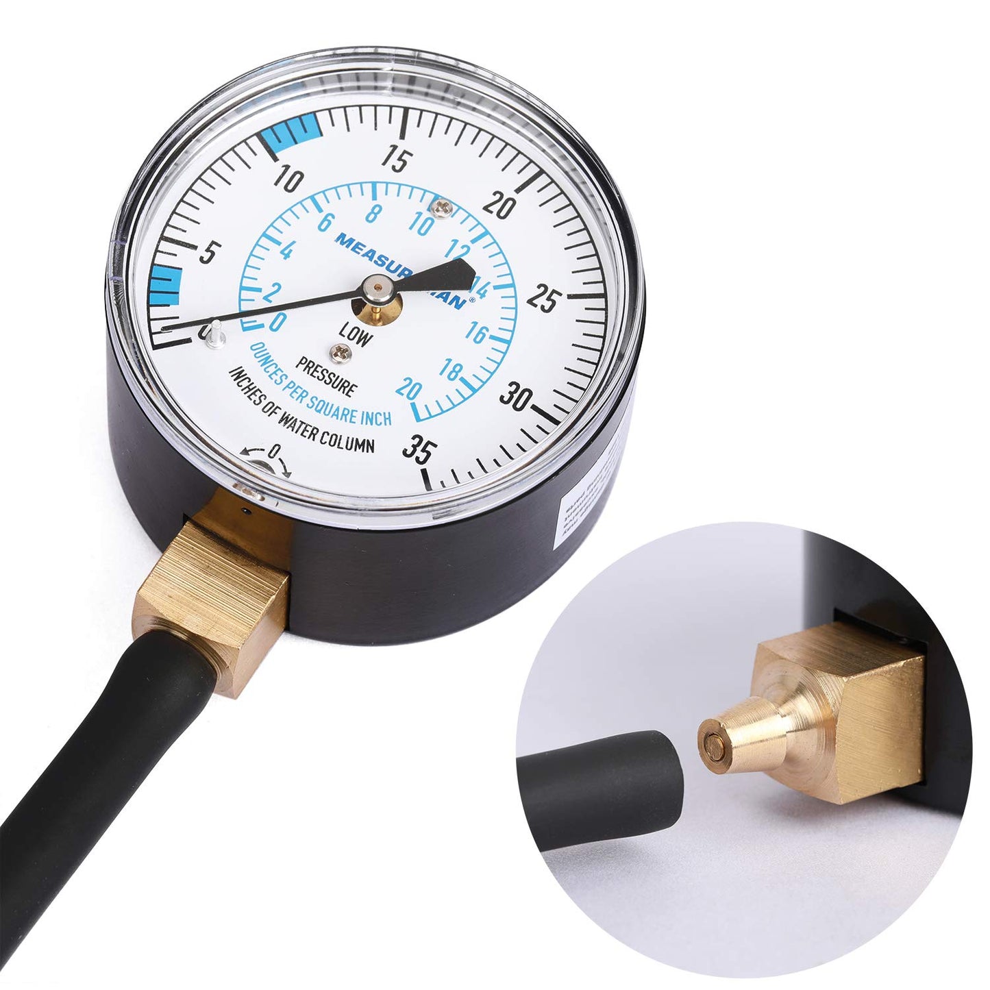 Measureman Natural Gas or LP Gas Manifold Pressure Test Kit, 0-35 "W.C., 1/4"NPT, 40" Length Hose
