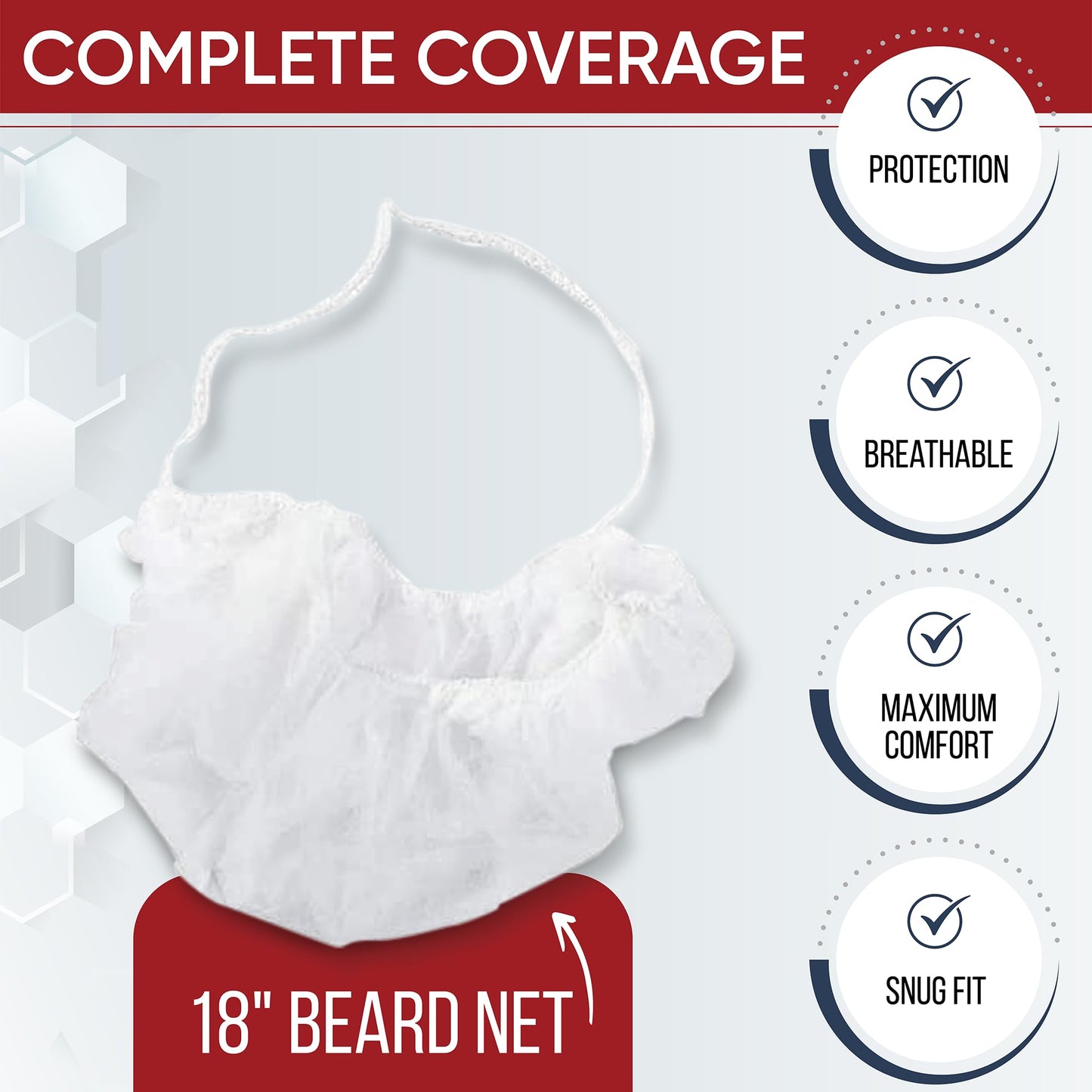 Medical Nation Case of 1000 Disposable Beard Nets for Men - Full Coverage Beard Covers, Breathable Beard Guards Food Service, Cooking, Cleaning, Construction & More | 1000 Pack, White 18" Beard Net