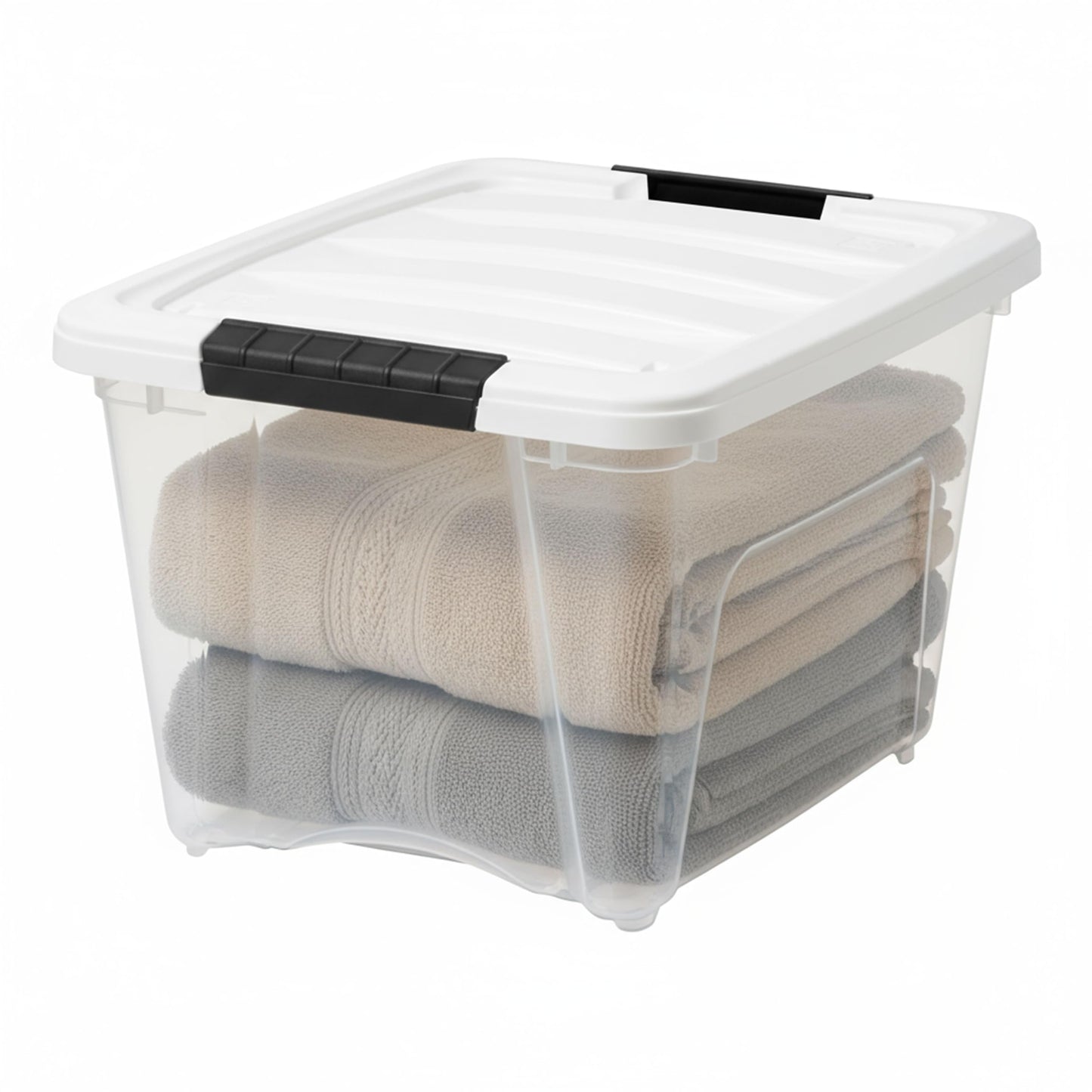 IRIS USA 19 Qt Stackable Plastic Storage Bins with Lids, 6 Pack - BPA-Free, Made in USA - See-Through Organizing Solution, Latches, Durable Nestable Containers, Secure Pull Handle - Clear/White