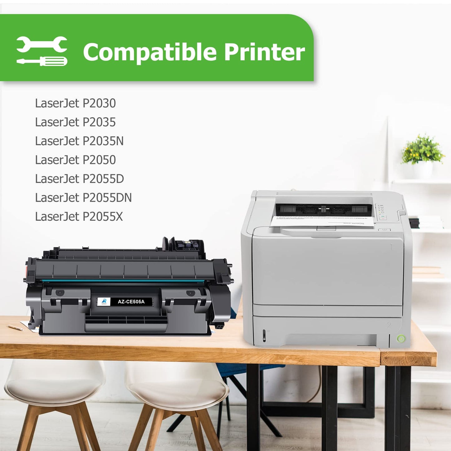 Aztech Compatible Toner Cartridge Replacement for HP CE505A 05A for HP P2035 P2035N P2055DN 2055DN 2035N P2030 P2050 P2055D P2055X 2055D 2055X Printer (Black 2-Pack)
