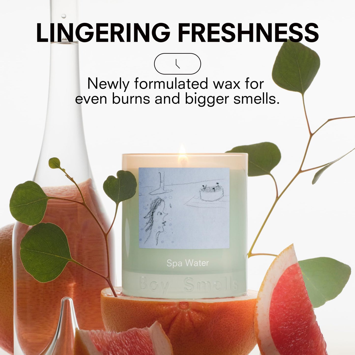 Boy Smells Spa Water Scented Candle – 8.5oz – Pink Grapefruit, Eucalyptus & Sandalwood – Fresh Aquatic Soy Wax Candle