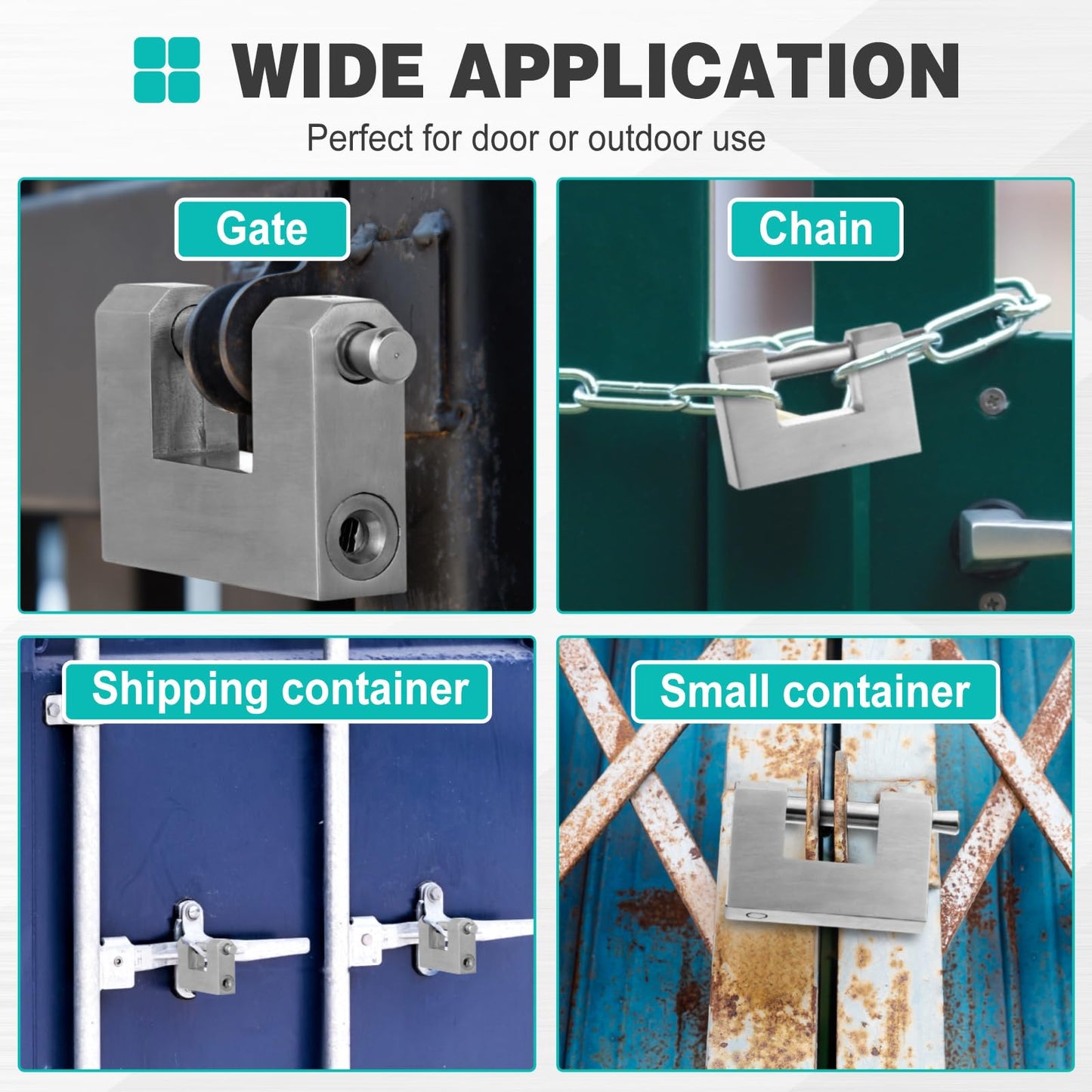 Blulu 4 Pack Shipping Container Locks Stainless Steel D-Shaped Padlock with Keys Heavy Duty Lock for Garage Door, Storage Unit, Motorbike, Shed & Garage, Silver