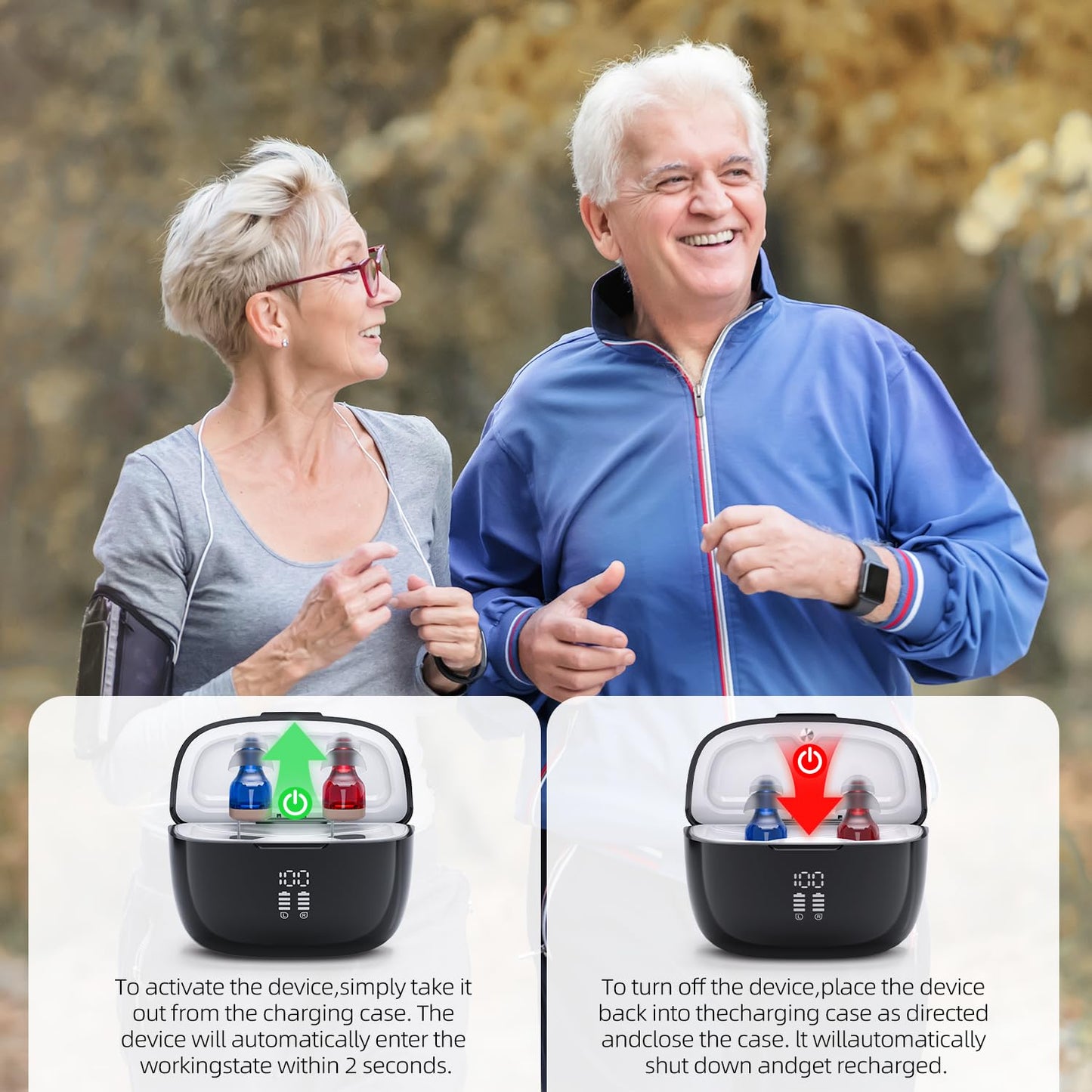 Hearing Aids for Seniors, WEIYII Hearing Amplifiers for Seniors with Noise Cancelling,Rechargeable Hearing Aid Volume Adjustment,Clear Sound and Easy to Use,Mobile Charging Box.