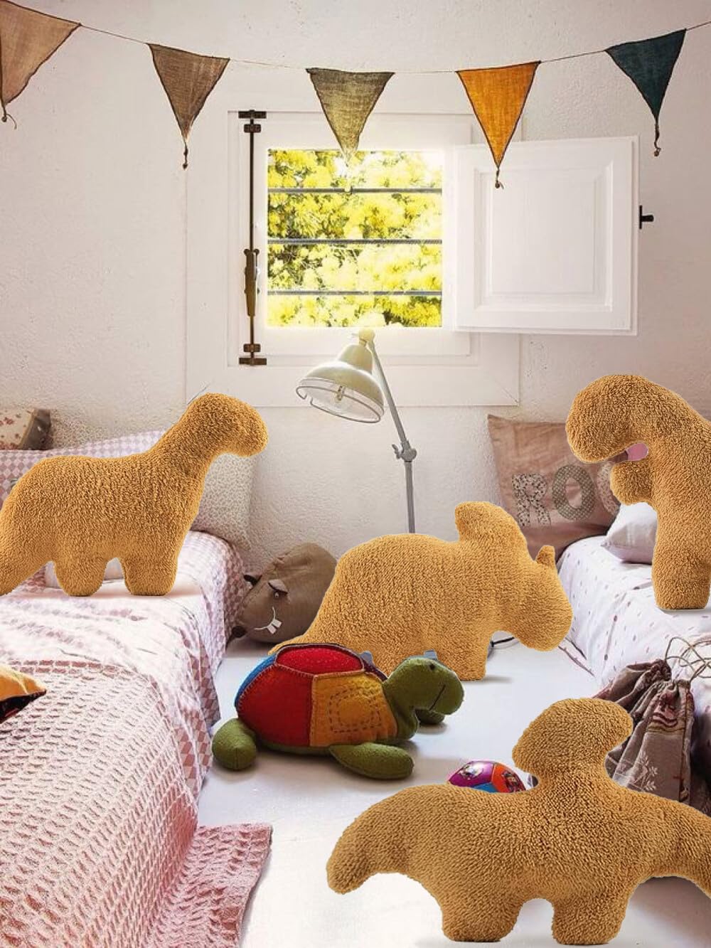 Lixzuch 5 Packs Dino Nugget Plush Pillow, Large Chicken Dinosaur Nugget Plush Pillow, Nugget Dino Dinosaur Theme Decor for Birthday Party