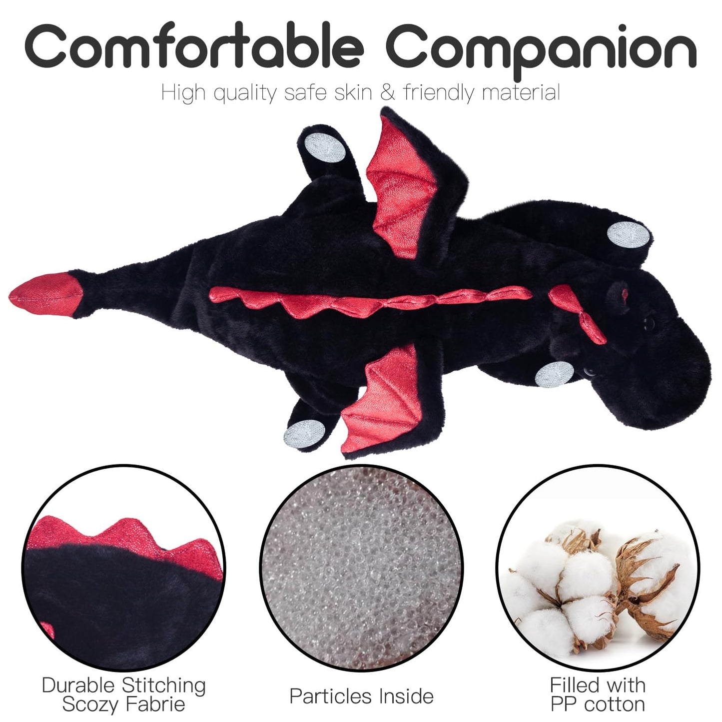 ARELUX Giant 50in 3Lb Big Black Dragon Large Stuffed Animals Cute Plush Toy Fuzzy Jumbo Dinosaur Pillow Plushies with Wings Cuddly Soft Green Pterosaur Plushie Gifts for Friends Family