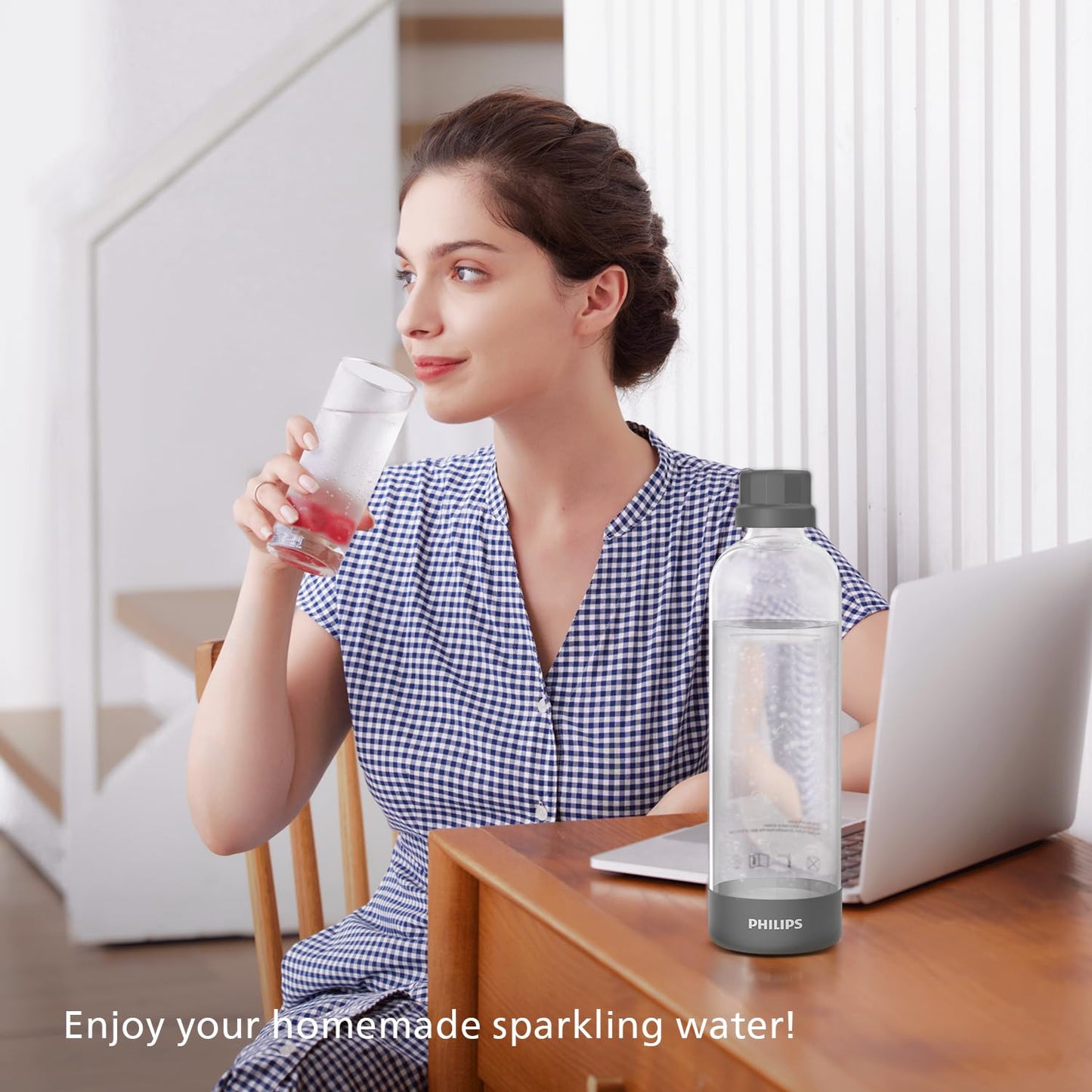 Philips Sparkling Water Maker ADD4901GROQ/37, Plastic Soda Streaming Machine with Quick Twist Bottle, 1L BPA free PET Carbonating Bottle, Soda Maker Compatible with 60L CO2 Carbonator (NOT Included)