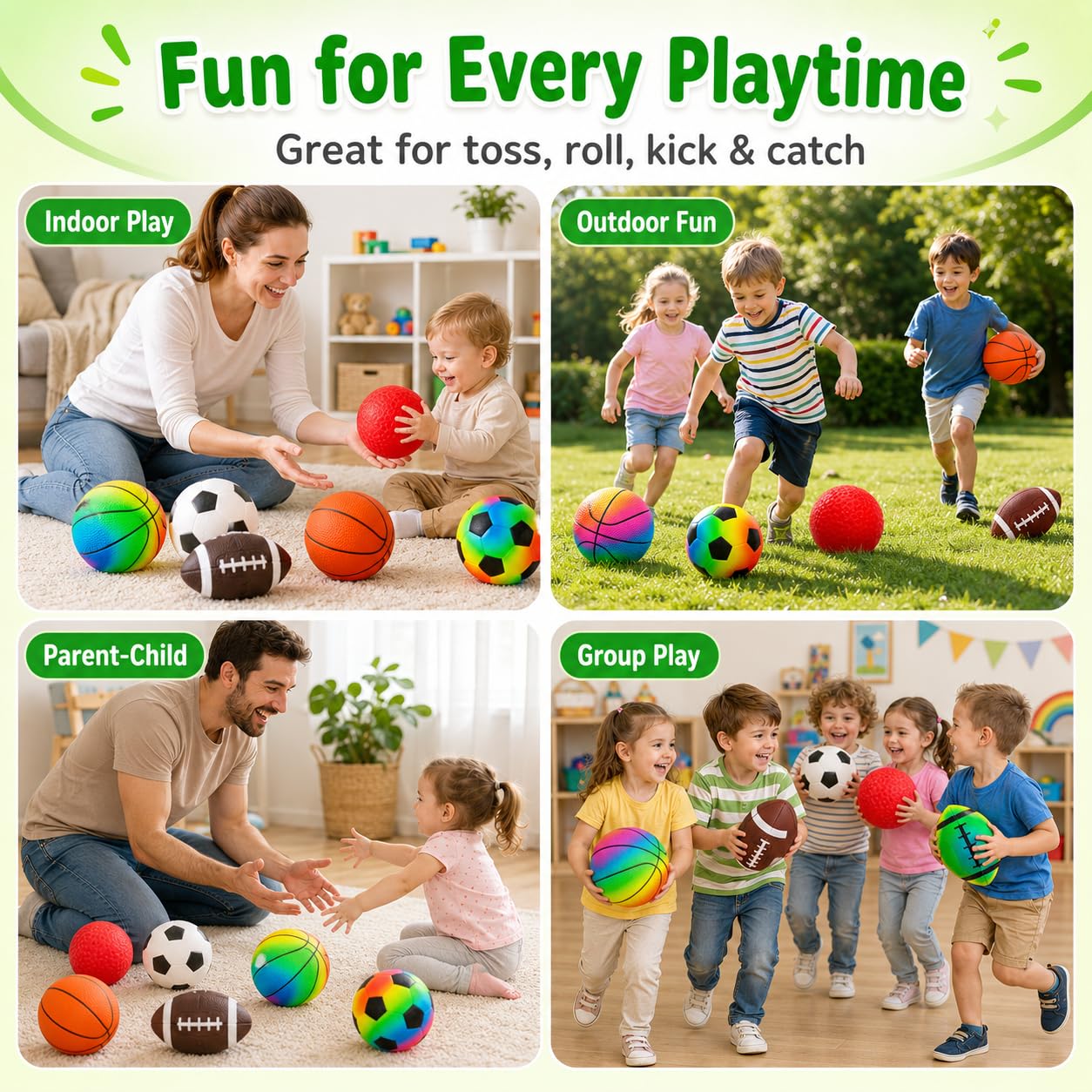 Innotoys Kids Playground Balls, 5 Inches Sports Ball Rubber Dodge Ball Kick Ball for Toddlers 1-3, Indoor Outdoor Balls Game Gifts for Boys Girls 2 3 4 5 6 Years Old (7 Pcs Balls)