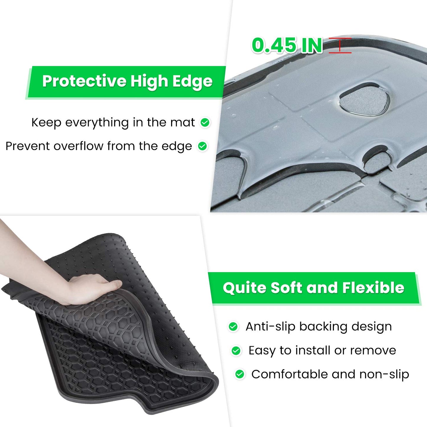 Floor Mat for BMW 3/4 Series F30 F31 F32 F33 F36 320i 328i 335i 2012-2018 & 2015+ F80 M3 Heavy Duty Rubber Front+Rear Car Liner Carpet All Weather Custom Fit Waterproof Odorless (Black 4PCS)