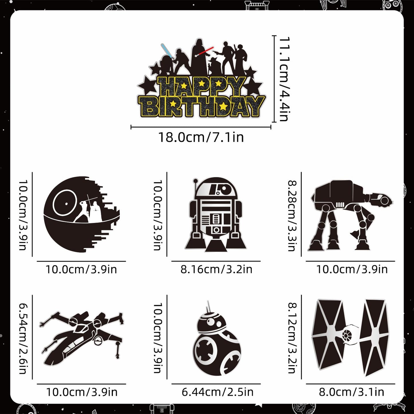 140 Galaxy Wars Birthday Party Decorations, All-in-One Party Supplies Set with Banner, Plates, Cups, Napkins, Balloons, Tablecloth, Hanging Swirls Stickers,Cake Topper,Star Theme Party Tableware Kit