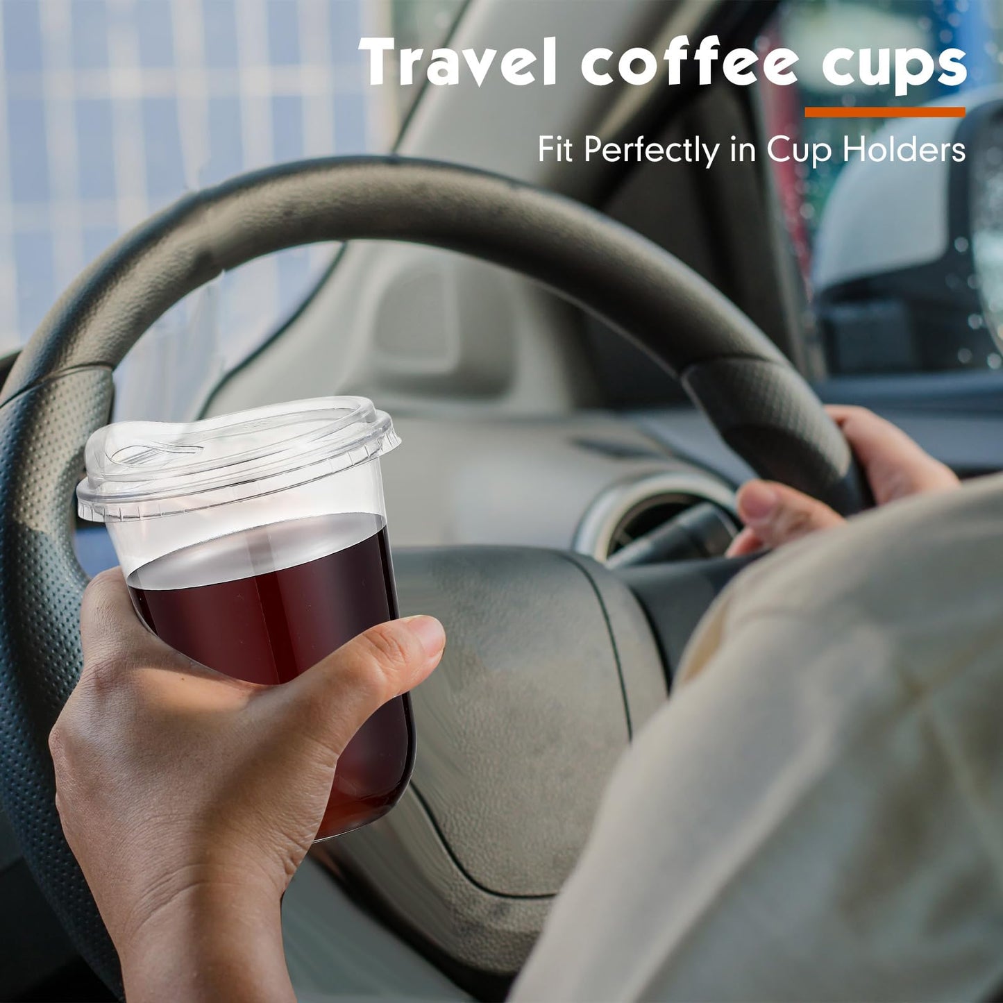 Baderke Clear Plastic Cups with Strawless Sip Lids Disposable Round Bottom Togo Cups for Coffee Smoothie Cold Beverage Coffee Shops and Party Catering(16 oz,100 Pcs)