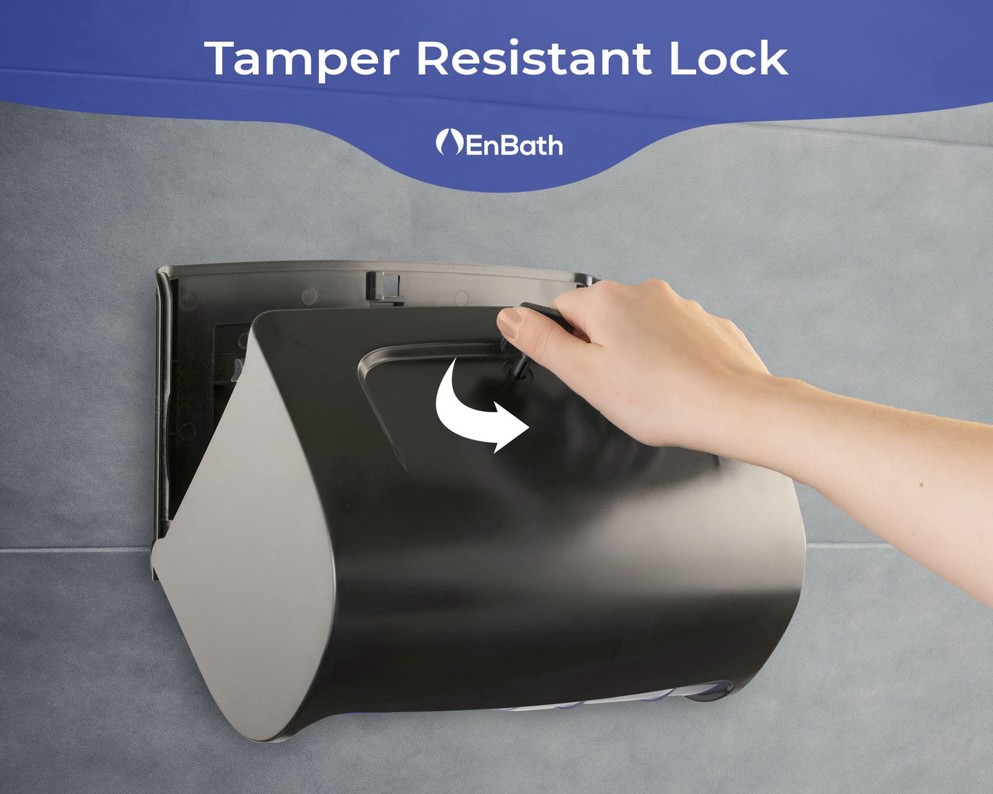 Commercial Toilet Paper Dispenser Wall Mount, Double (2 Roll) Locking Toilet Paper Holder (Black), Compact Two Roll, Side by Side Design Tissue Paper Dispenser (Dispensador de Papel Higienico Doble)