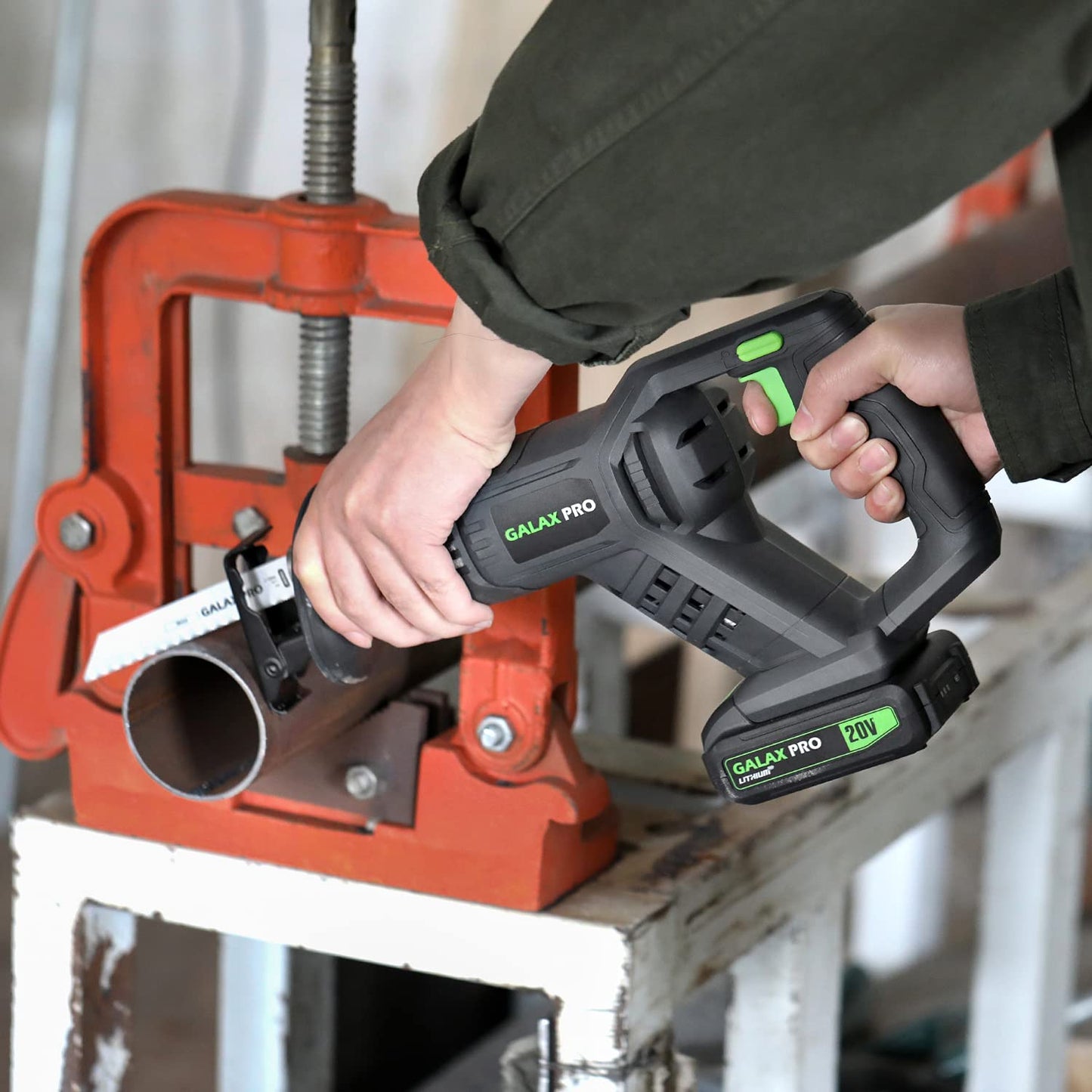 GALAX PRO Cordless Reciprocating Saw with 20V 2.0Ah battery, 0-3000RPM Variable Speed Power Reciprocating Saws with 7/8" Stroke Length,5pcs Zallsaw Blade for thin wooden board, soft metal Cutting