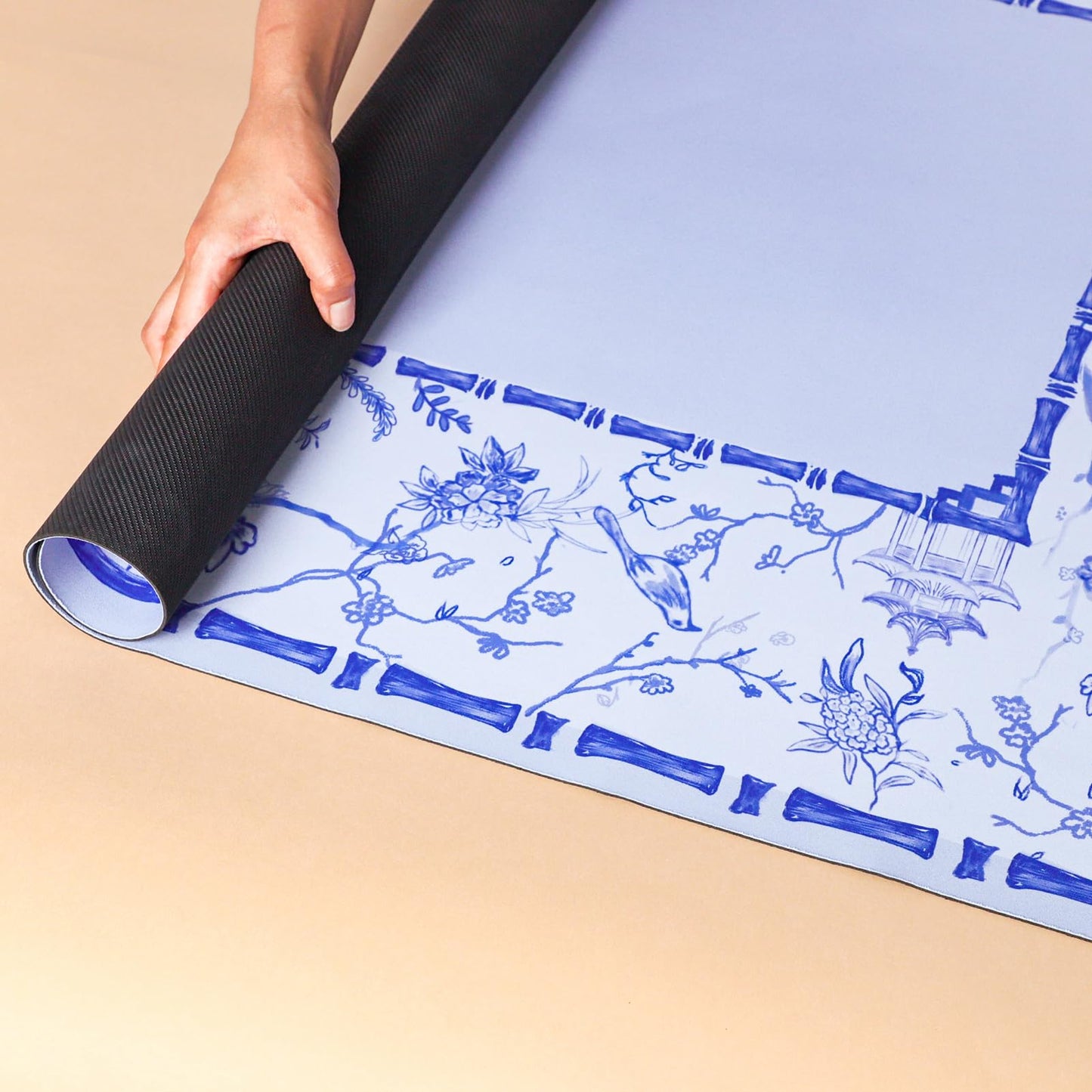 TIASUSAN Large Blue Mahjong Mat (31.5” x 31.5”) with Black Carrying Bag, Anti-Slip, Noise-Reducing Table Cover for Mahjong, Poker, Board Games, Dominoes, and Card Games