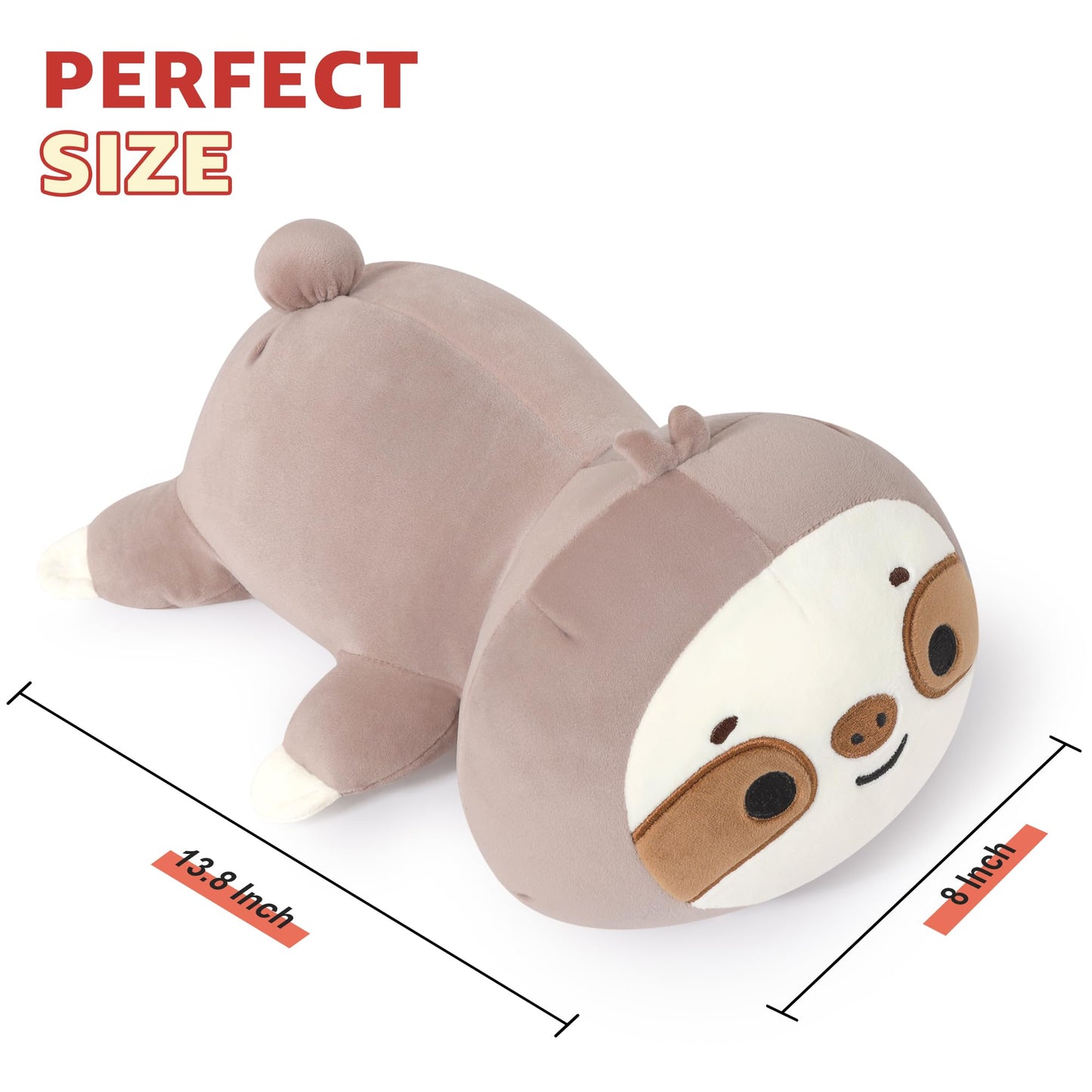 Onsoyours Original Sloth Weighted Stuffed Animals - 1.8 lbs Cute Sloth Plushies, 13.8 inch Soft Plush Toys Gifts for Kids & Adults Grey