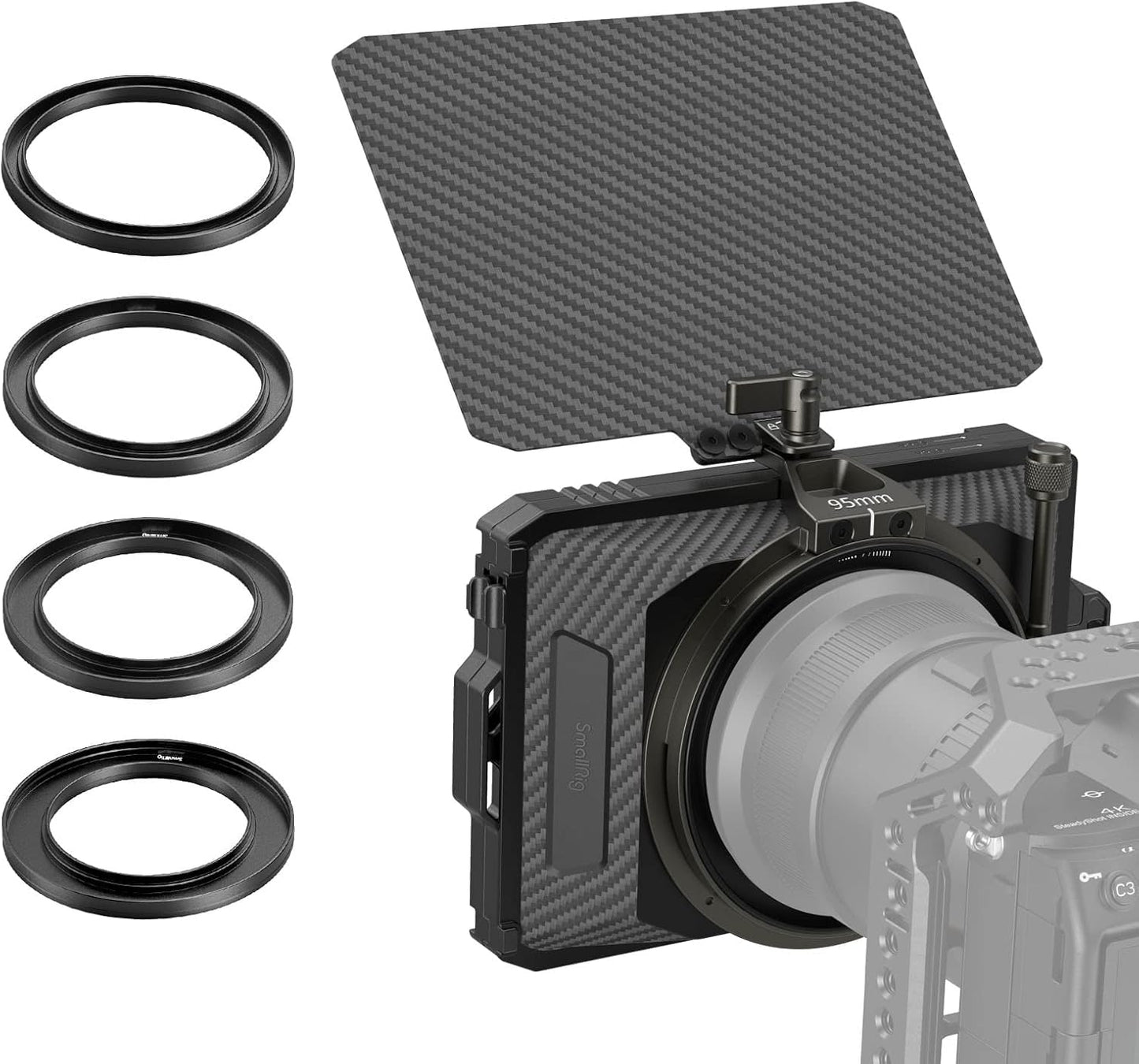 SmallRig Mini Matte Box Lite with Carbon Fiber Top Flag, Compatible with 67mm/ 72mm/ 77mm/ 82mm Lenses for DSLR and Mirrorless Camera