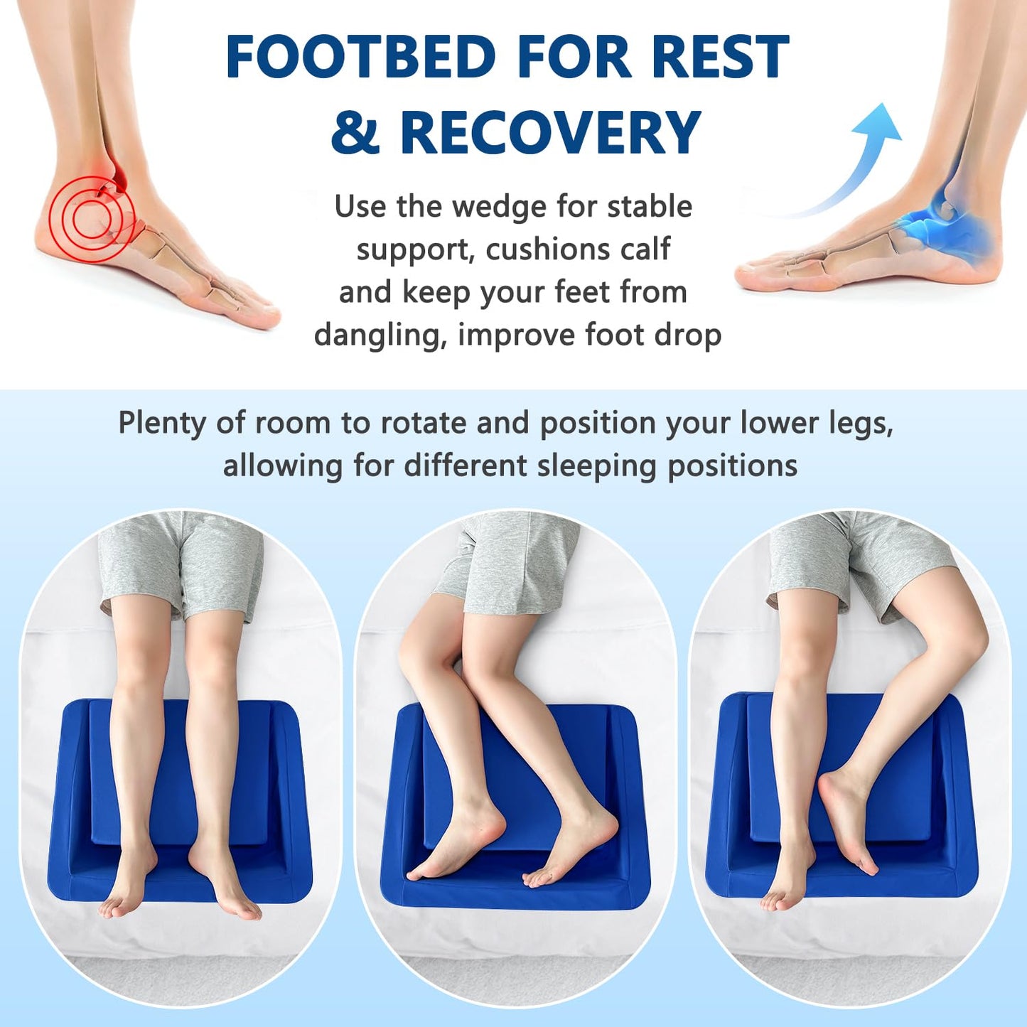 KAAMOS Heel Offloading Cushion Footbed for Bedsore Heel Protectors for Pressure Sores Foot Elevation Pillow Post Surgery Ankle Protector Cushion Leg Support Positioning Pillows for Bedridden Patient