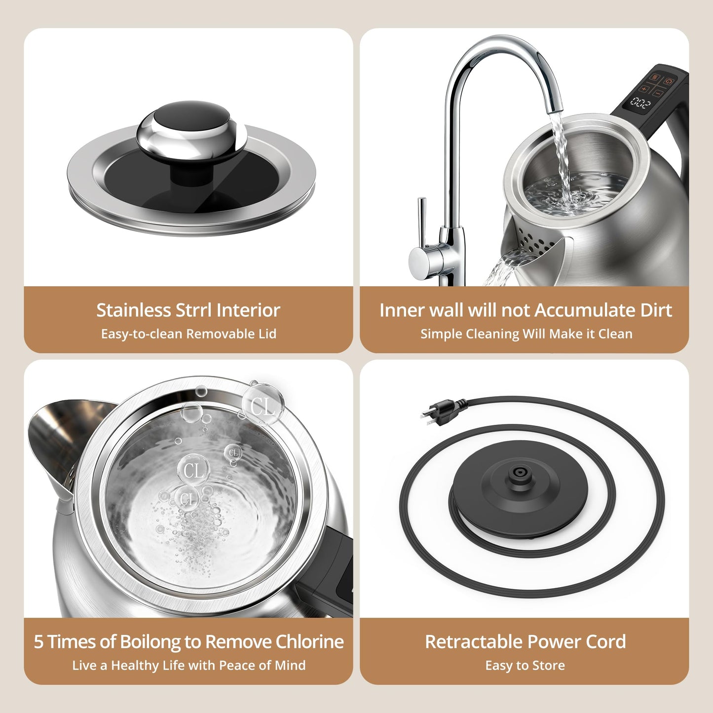 1.7L Electric Glass Kettle with Variable Temperature Control, 1500W Fast Heating Water Boiler, 13 Temperature Presets, Keep Warm Function, Auto Shut-Off Safety Protection, LED Touch Panel, 120V