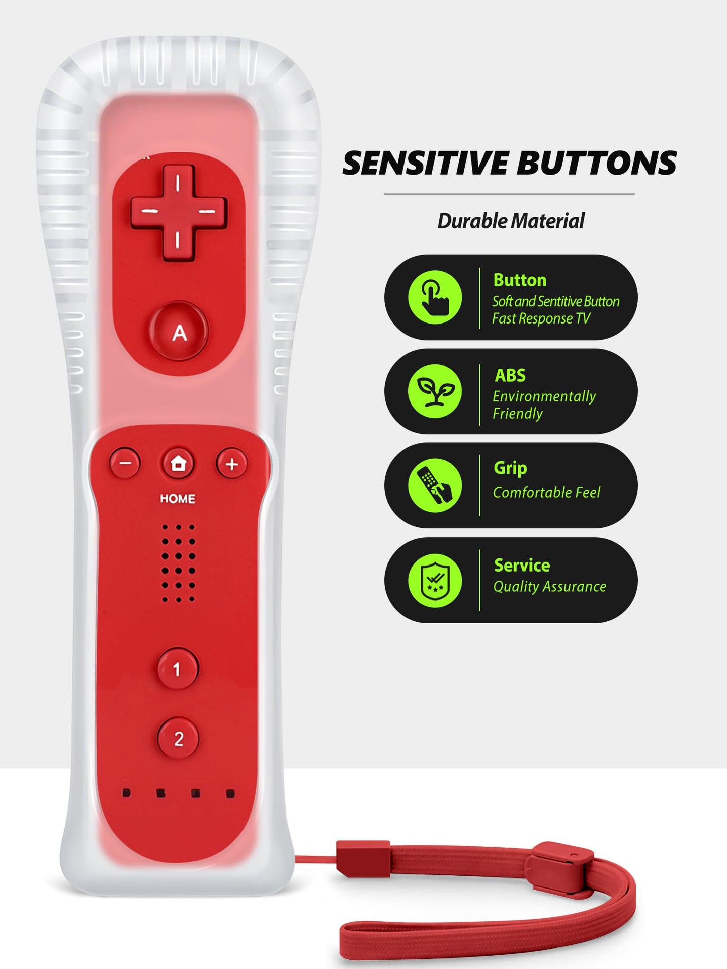 (Red*2) Remote Controller with Motion Plus for Wii/WII U, 2 in 1 Remote with Nunchuck Controller for Wii/WII U Console [nintendo_wii_u]