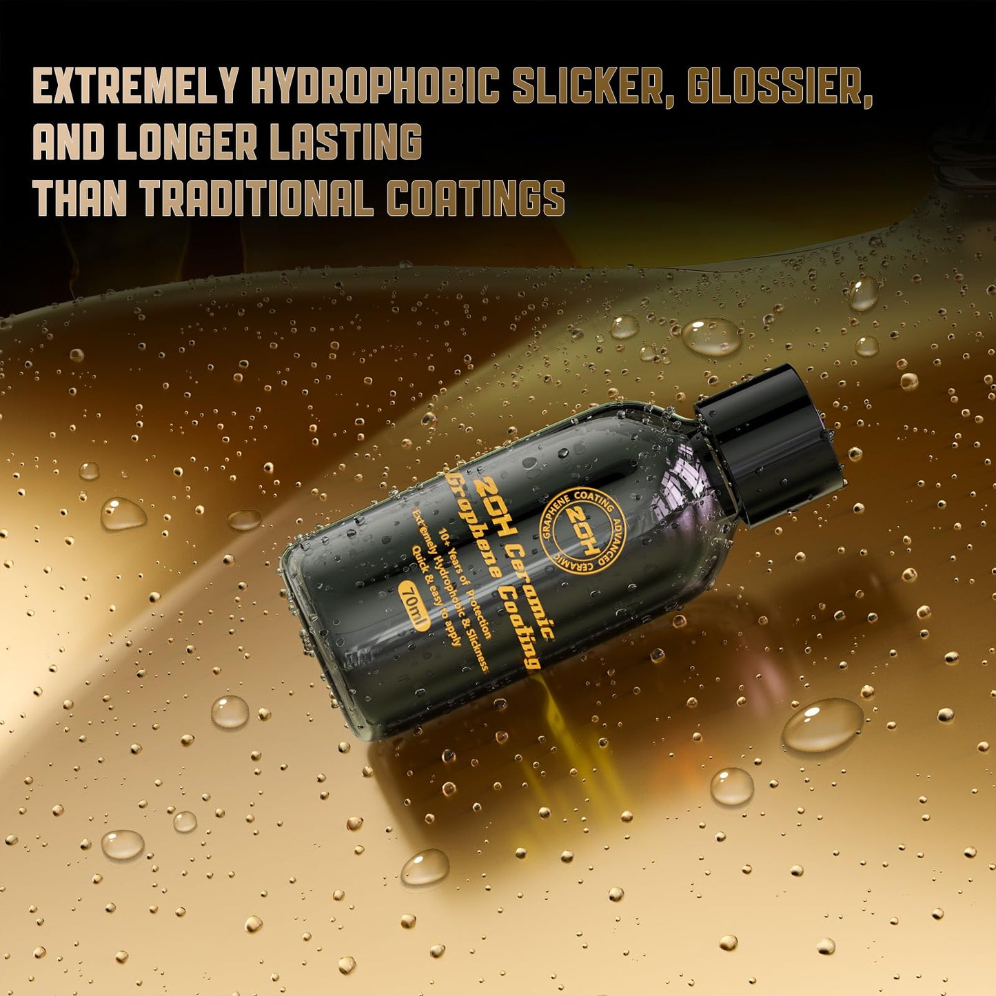 20H Professional Graphene Ceramic Coating for Cars (70ml) - 10+ Years Protection, Hydrophobic, Scratch & UV Resistant, High Gloss Finish - Professional-Grade Car Detailing Kit - Easy Application