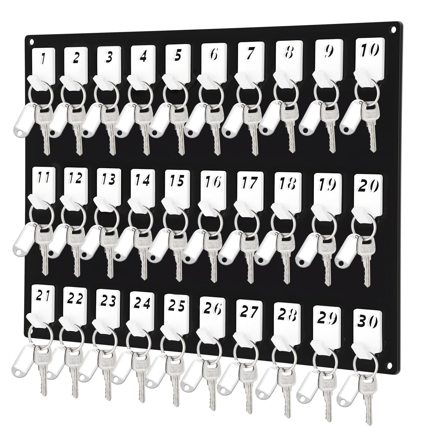 Beeveer Acrylic Key Board with 30 No. Hooks Wall Mount Key Rack Holder Hanger Storage Collection for School, Garage, Car Dealer, Office, Hotel, Real Estate(Black)