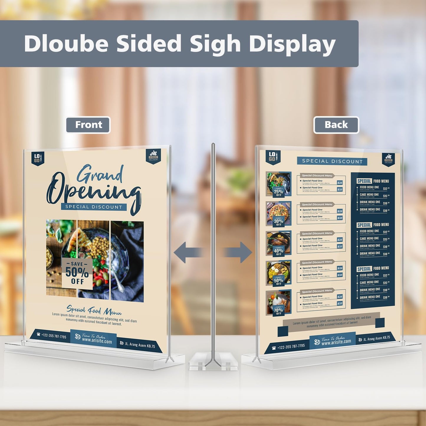 Comix Acrylic Sign Holder 8.5x11 Inches, 12 Pack Double Sided Clear Display Stand Plastic Table Top Paper Stand, Vertical Menu Flyer Holder for Restaurants, Store, Office