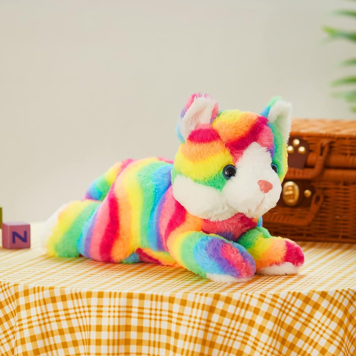 Glow Guards 13'' Light Up Rainbow Cat Plush Toy with LED Night Light & Lullaby for Kids, Soft Stuffed Animal Christmas & Birthday Gift (Cat_led)