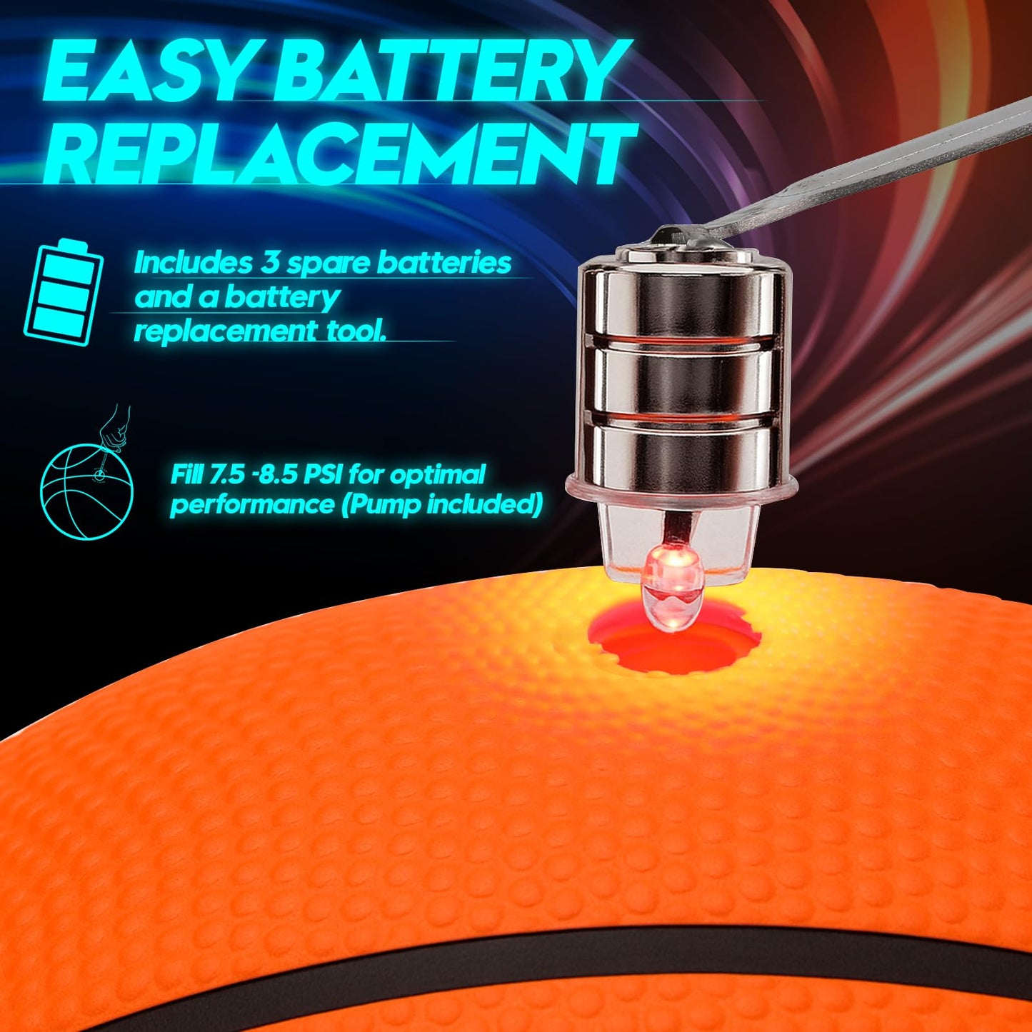Light Up LED Basketball For Teen Boys: Cool Nighttime Ball Game Gifts For Birthday Christmas Easter – Glow In The Dark Sports Toy – Size 7 Outdoor Rubber Ball For Boys Girls Ages 8 9 10 11 12 13 14 15
