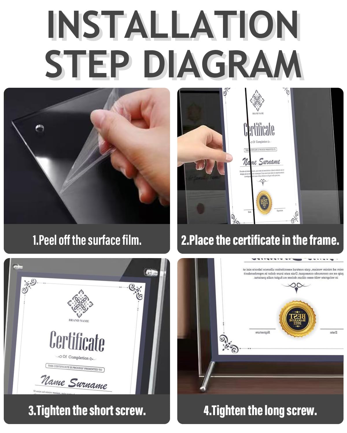 GooodiderX 2PCS Award Plaques,13 x 9.5 in Acrylic Certificate Frame,Employee of The Month Plaque,Picture Plaques Holds A4 Size Paper,Placed Your Award,Diploma Certificate (Acrylic Plaque 2pcs)