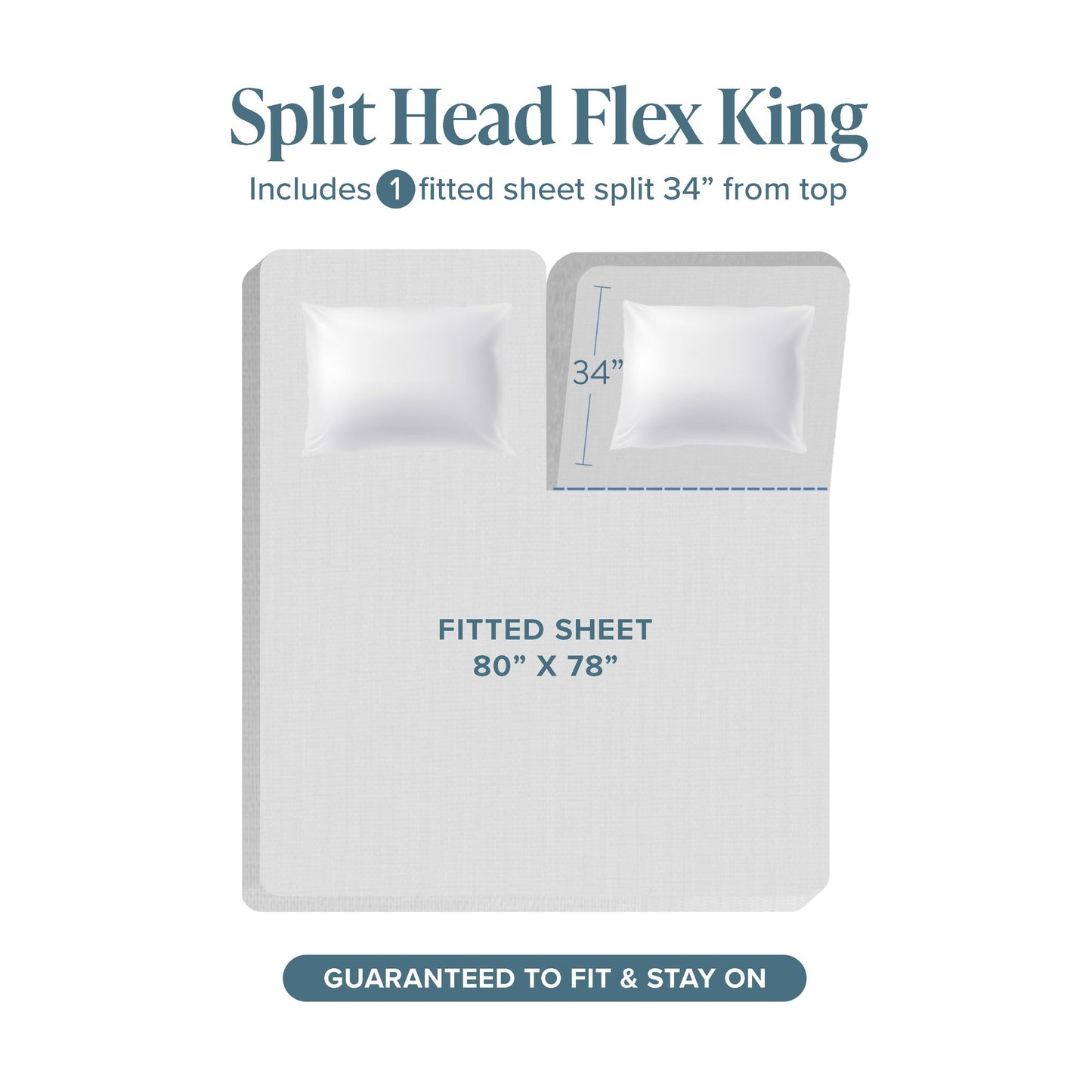 Bare Home Split Head Flex King Sheet Set - 1800 Ultra-Soft Microfiber Bed Sheets - Double Brushed - Deep Pockets - Easy Fit - 4 Piece Set - FlexTop King Bedding (Split Head Flex King, Light Grey)