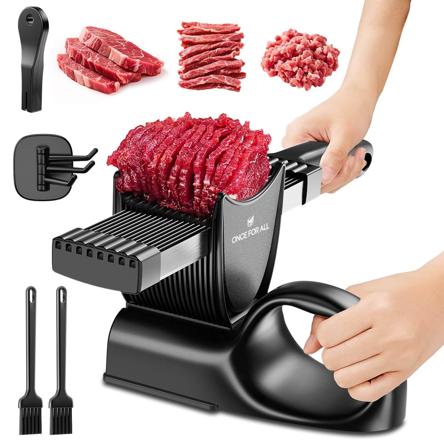 ONCE FOR ALL Fresh Meat Slicer with Handle Kitchen Knife Set For Meat Slicing Shredding, Manual Jerky Cutter Food Slicer For Beef Pork Mutton For Home Cooking BBQ Hot Pot