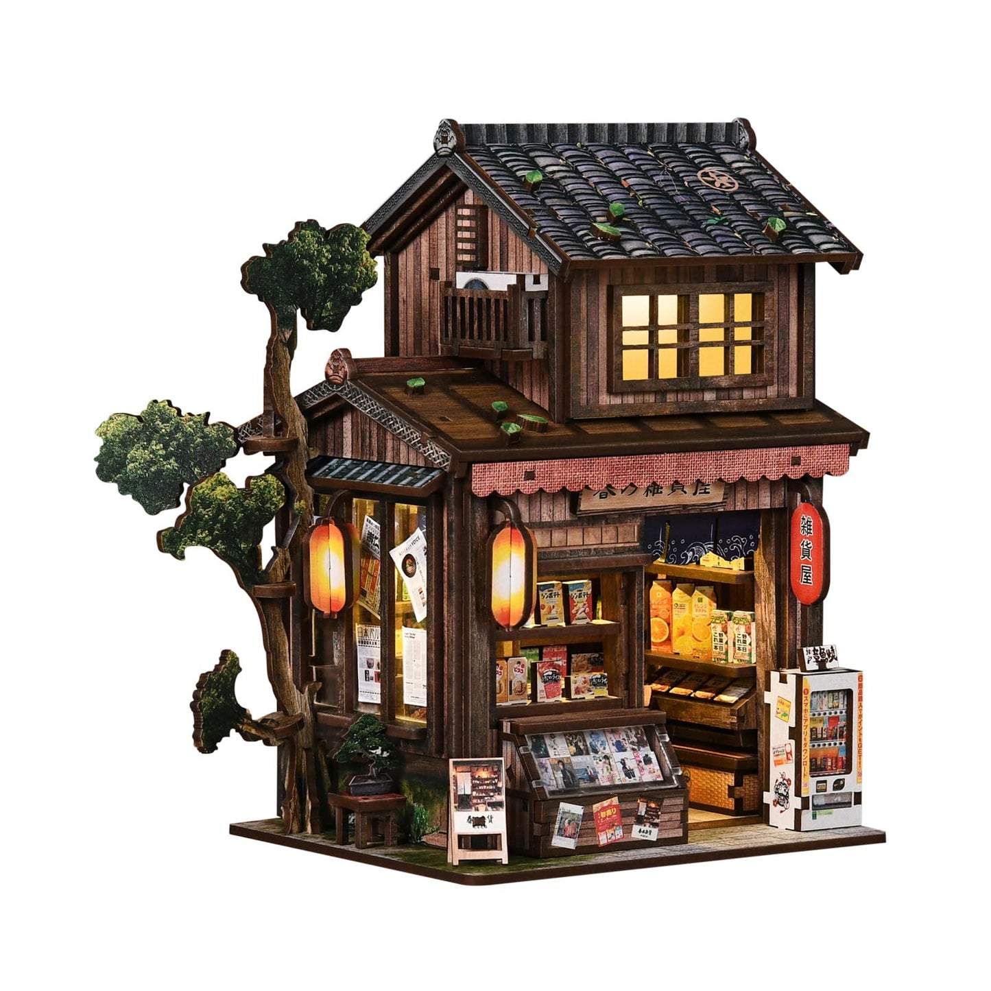 obzergem Book Nook DIY kit(Fantasy Country Store) Booknook kit with LED Light, DIY Dollhouse Houses, Craft kit for Adults, 3D Wooden Puzzles, Book Corner