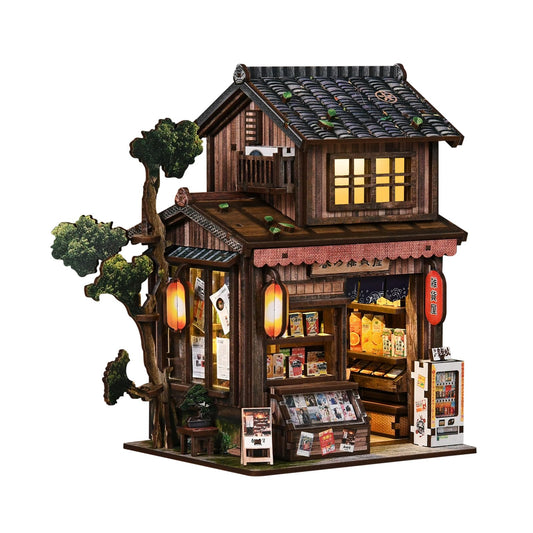 obzergem Book Nook DIY kit(Fantasy Country Store) Booknook kit with LED Light, DIY Dollhouse Houses, Craft kit for Adults, 3D Wooden Puzzles, Book Corner