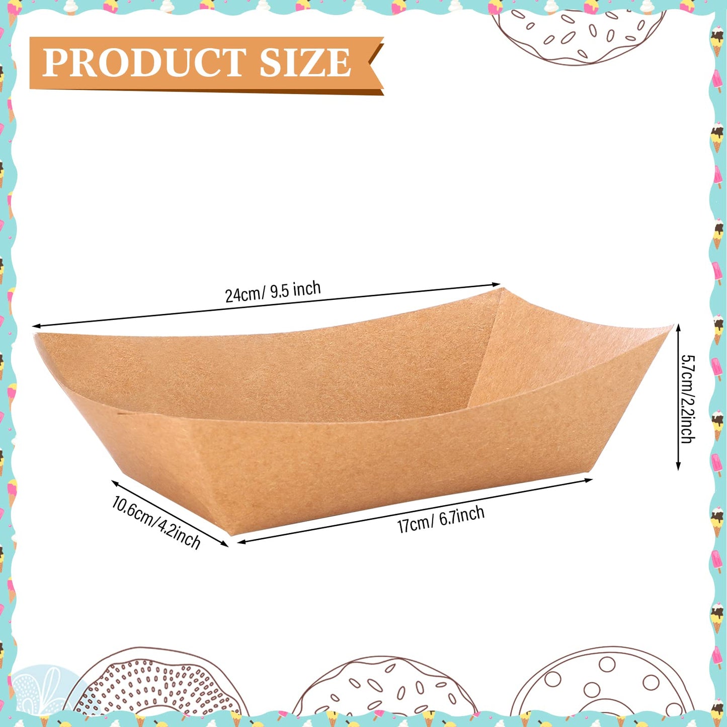 Sherr 5 lb Kraft Paper Food Trays Boats Bulk, Disposable Nacho Kraft Paper Food Serving Trays Brown for Nachos, Tacos, Fries, Hot Dog, Corn, Bbq, Festivals, Party(200 Pcs)