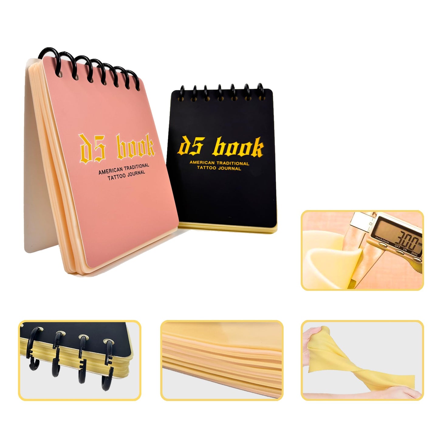 D5 Tattoo Practice Flipbook - 7 Sheets of 3MM Silicone Skin, Create Your Own Tattoo Training Journal, Portable & Reusable for DIY Tattoo Artists, Premium Material, Original Tattoo Practice Book