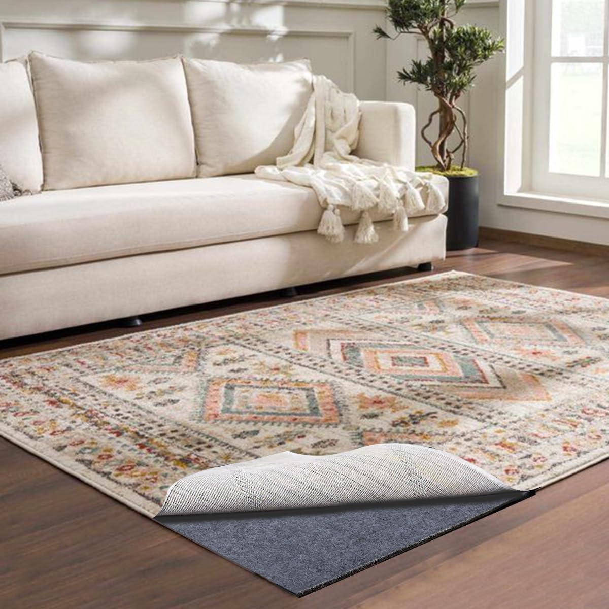 Extra Large Area Rug Liner, 8 x10 Foot Thick Felt Pad for All Floors, Keeps Rugs Softly and Securely in Place