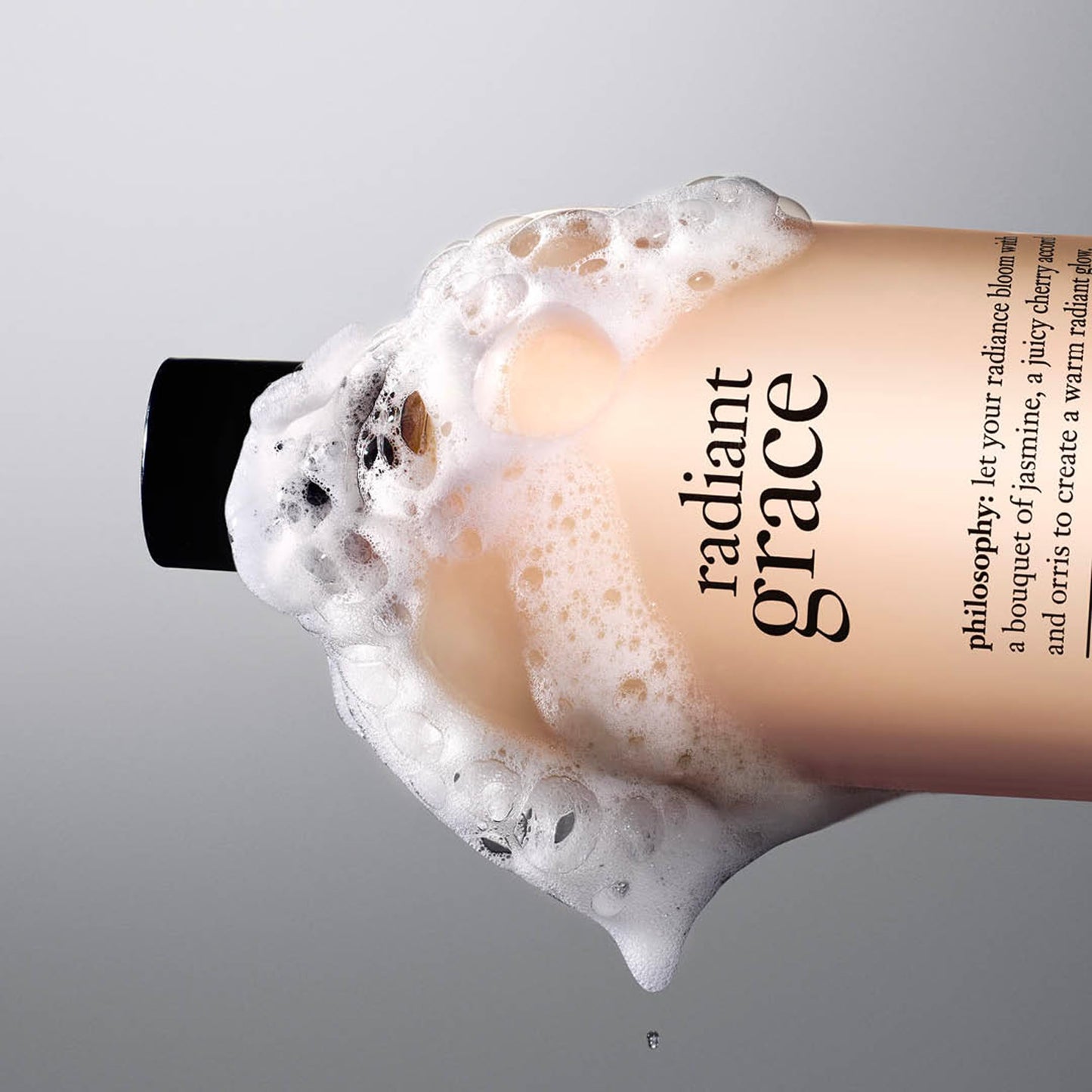 philosophy radiant grace hydrating bath & shower gel- cleanses, soothes & comforts dry skin - with notes of jasmine, black cherry & sandalwood - 16 fl oz