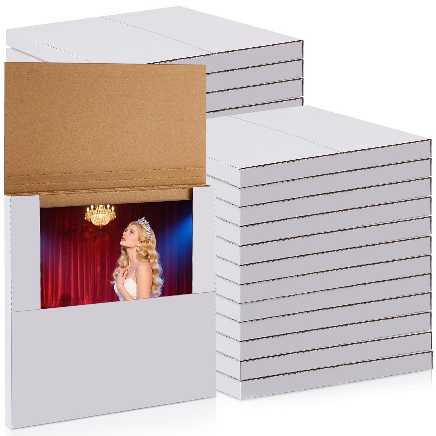 Tinlade 50 Pack Vinyl Record Shipping Boxes 12.5" x 12.5" x 1" White Vinyl Records LP Mailers Fold Cardboard Album Mailing Box Multi Depth Album Bag for Packaging Moving Storage