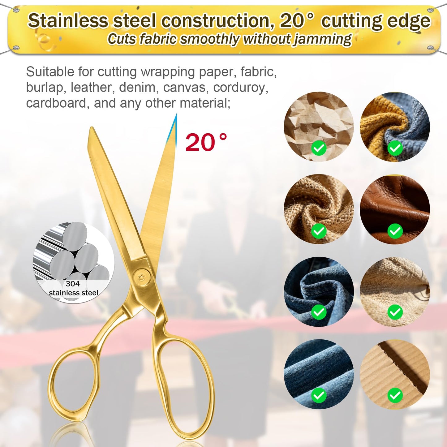 Grand Opening Ribbon-Cutting Ceremony Kit – Includes Gold Scissors, Flower Ball, Red Ribbon & White Gloves,Suitable for all ribbon-cutting and inauguration ceremonies (Mirror Polished Handle)