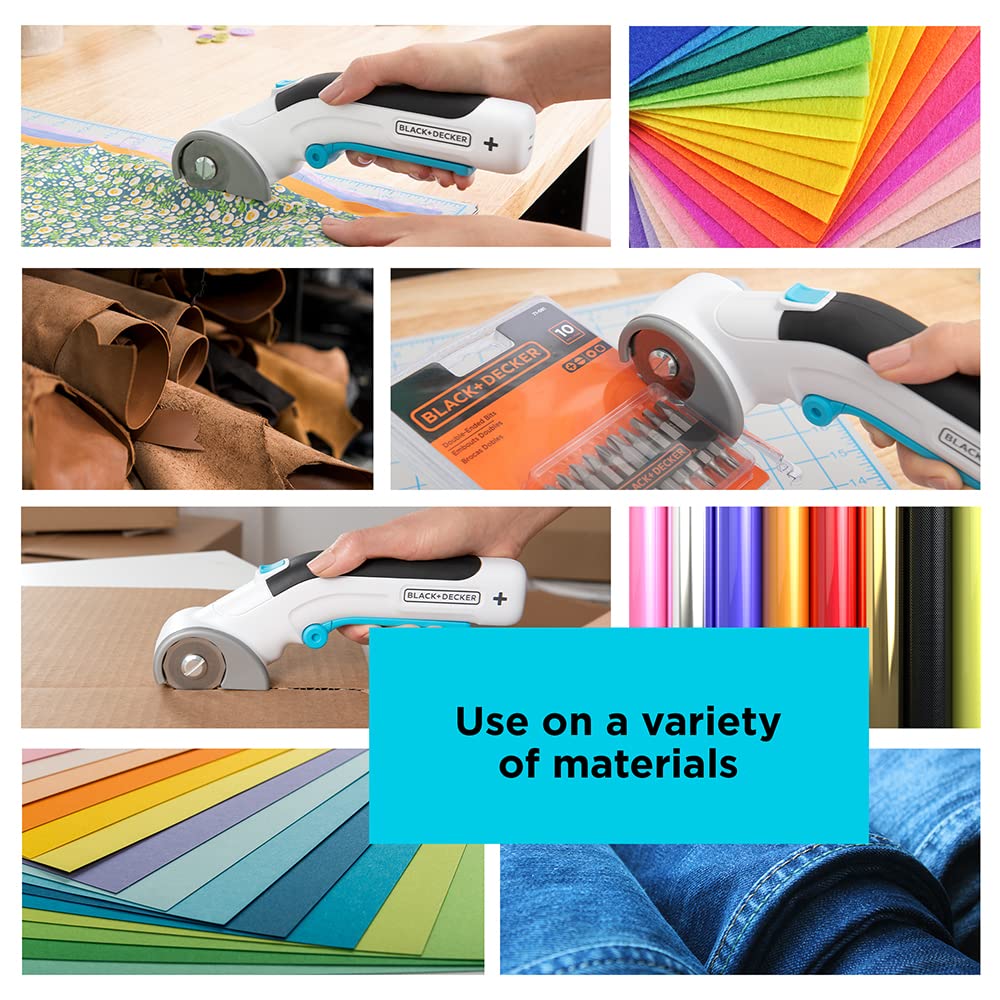 BLACK+DECKER 4V MAX Cordless Fabric & Craft Cutter Rotary Tool, USB Rechargeable (BCRC115FF)