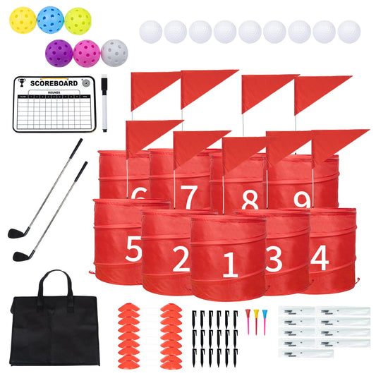 9 Holes Backyard Golf Outdoor Game - Outdoor Yard Game for Golf Practice, Golf Chipping Game for Adults and Family,Lawn, Beach, Camping, Park
